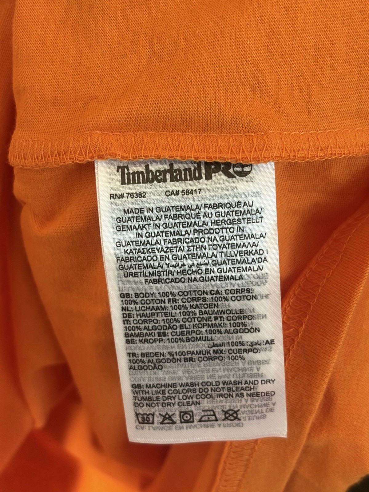 Timberland Pro Men&rsquo;s Original Fit T Shirt Logo Graphic Sz XL Orange Nwt