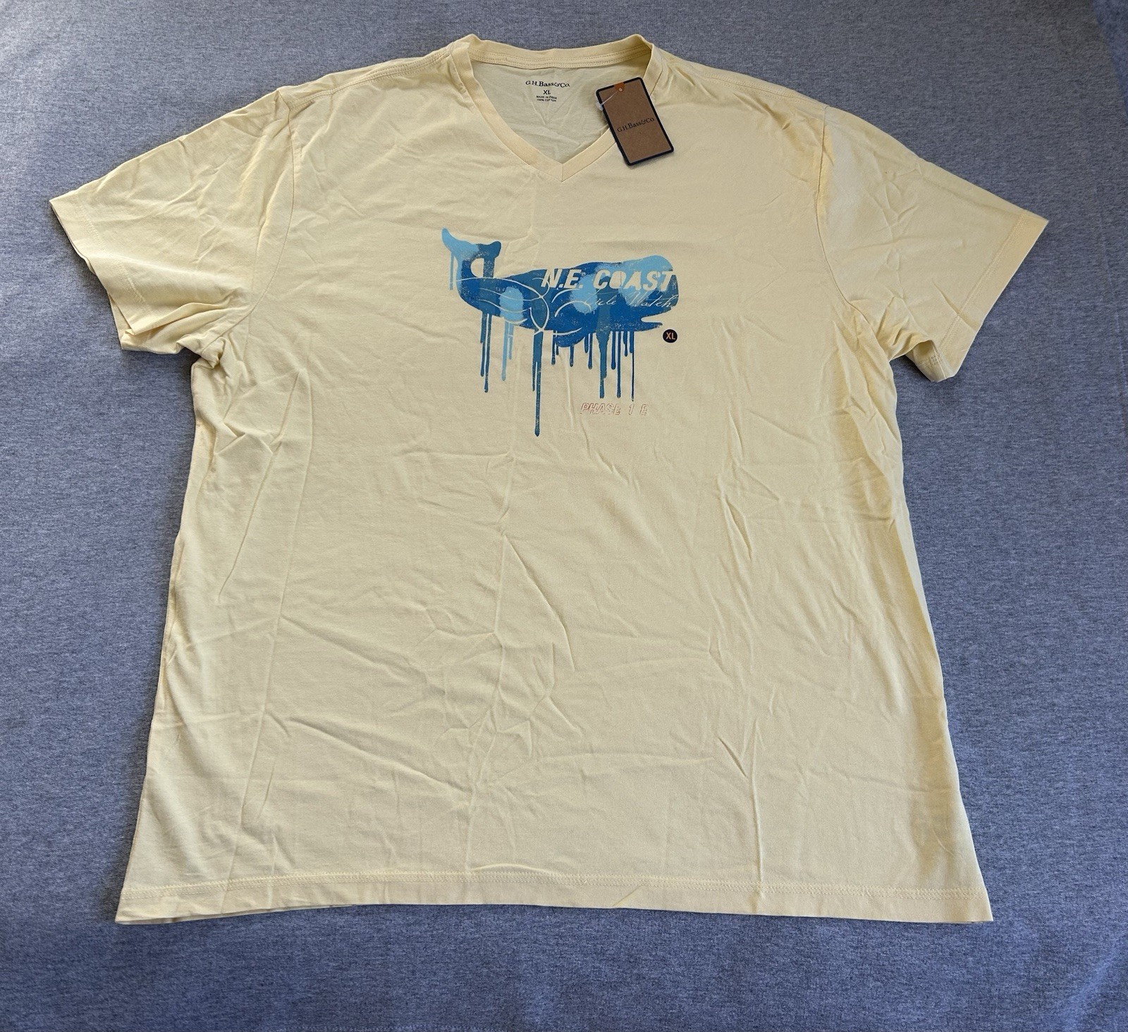 G.H. Bass Shirt , N E. Coast Whale Watching Phase 1E. V Neck XL BRAND NEW