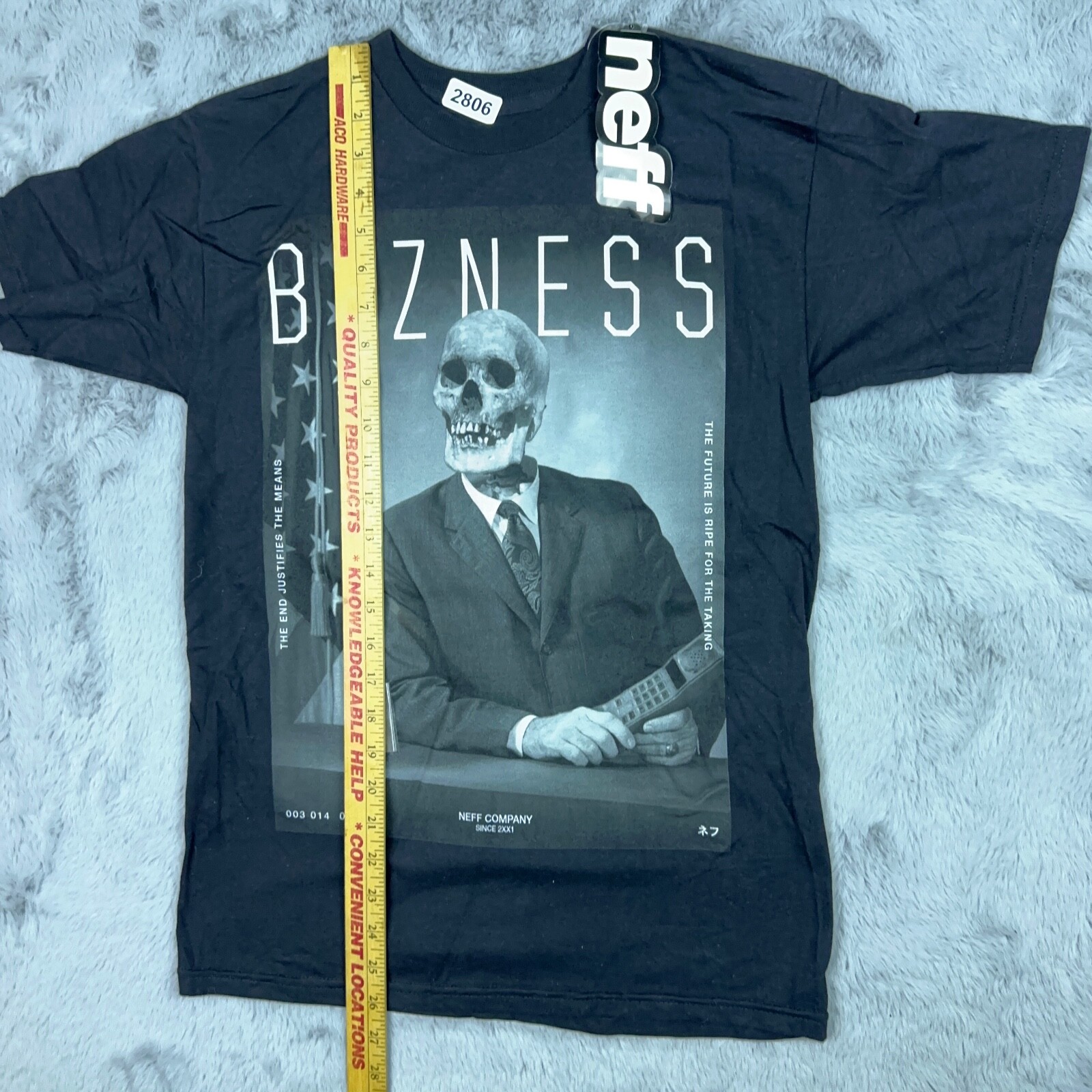 Neff Shirt Mens Black Small Bizness Short Sleeve Casual Streetwear