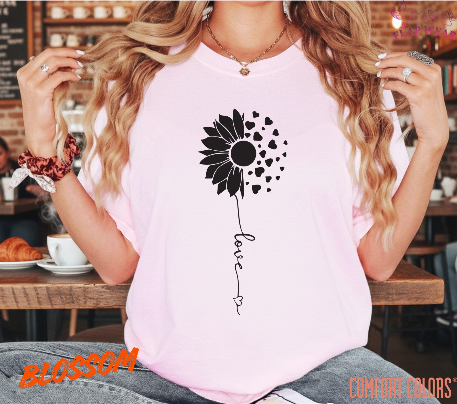 Unisex Sunflower Heart Love T shirt Men T shirt Women valanity day Romantic