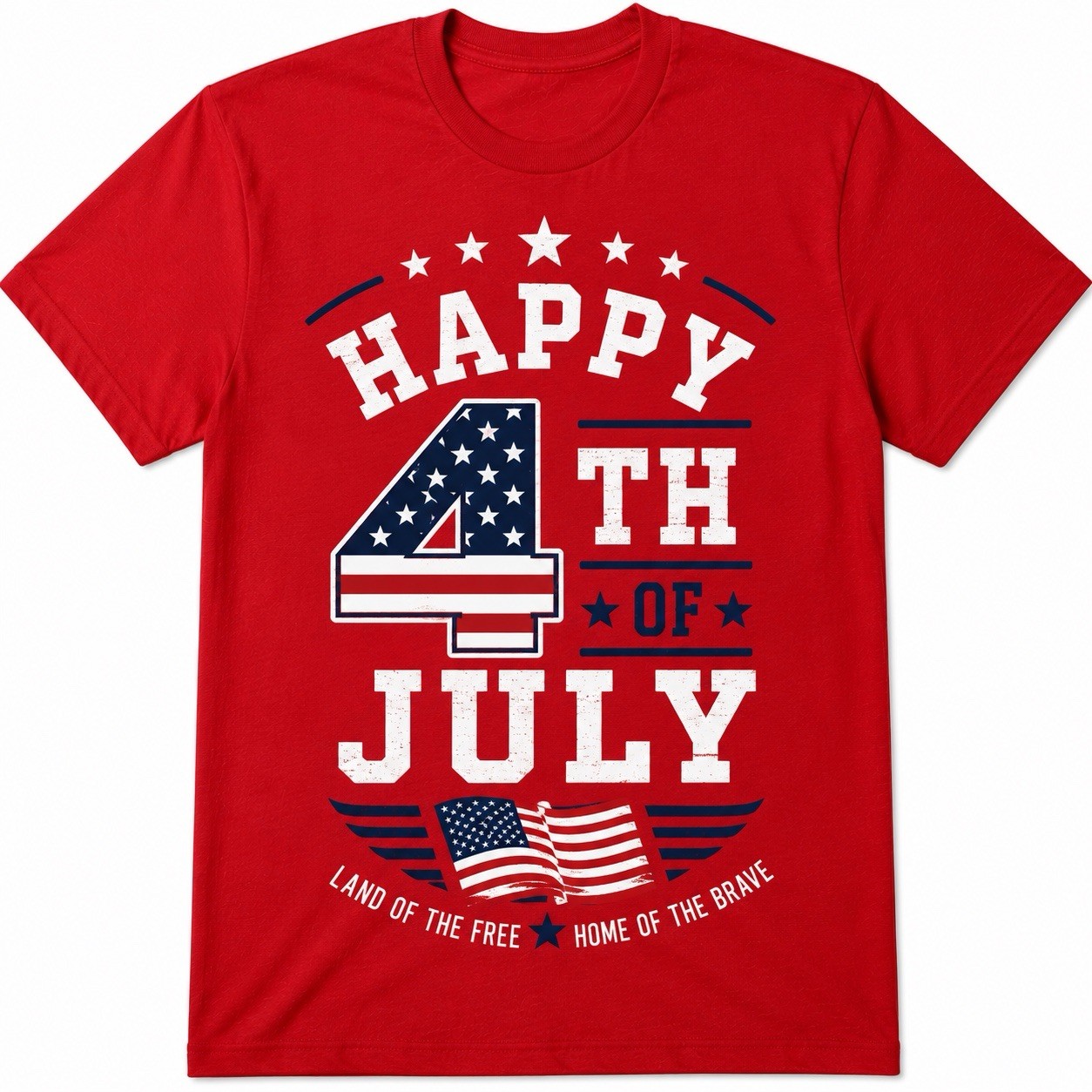 t-shirt unisex adults happy 4th of July patriotic USA graphic red crew neck