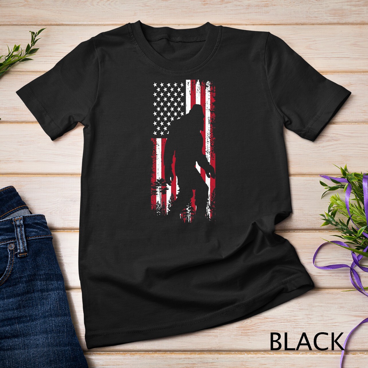 Bigfoot 4th of July American USA Flag Patriotic Boys Kids T-Shirt Unisex T-shirt