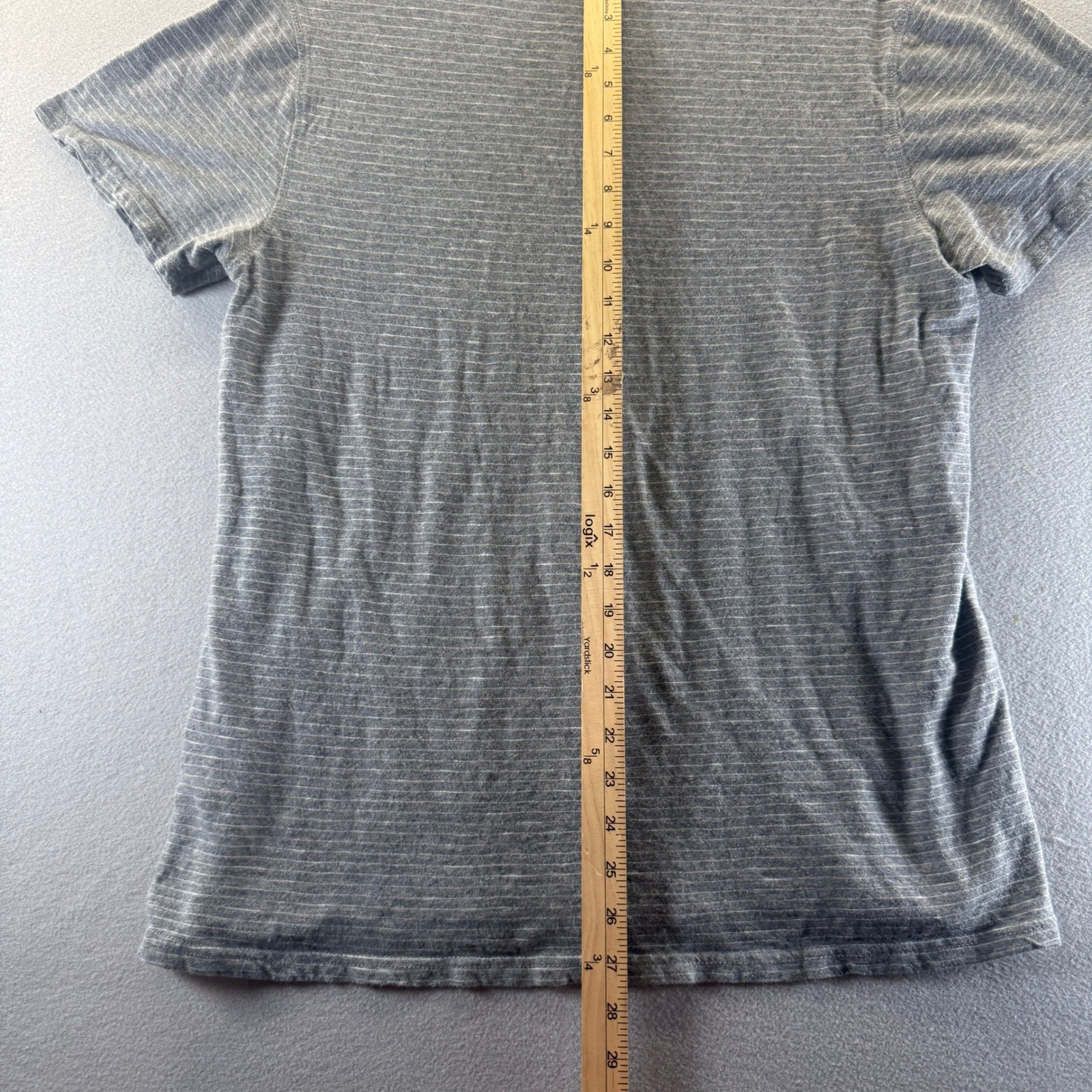 Copper & Oak Mens Grey Striped Short Sleeve Cotton T-Shirt Size Medium