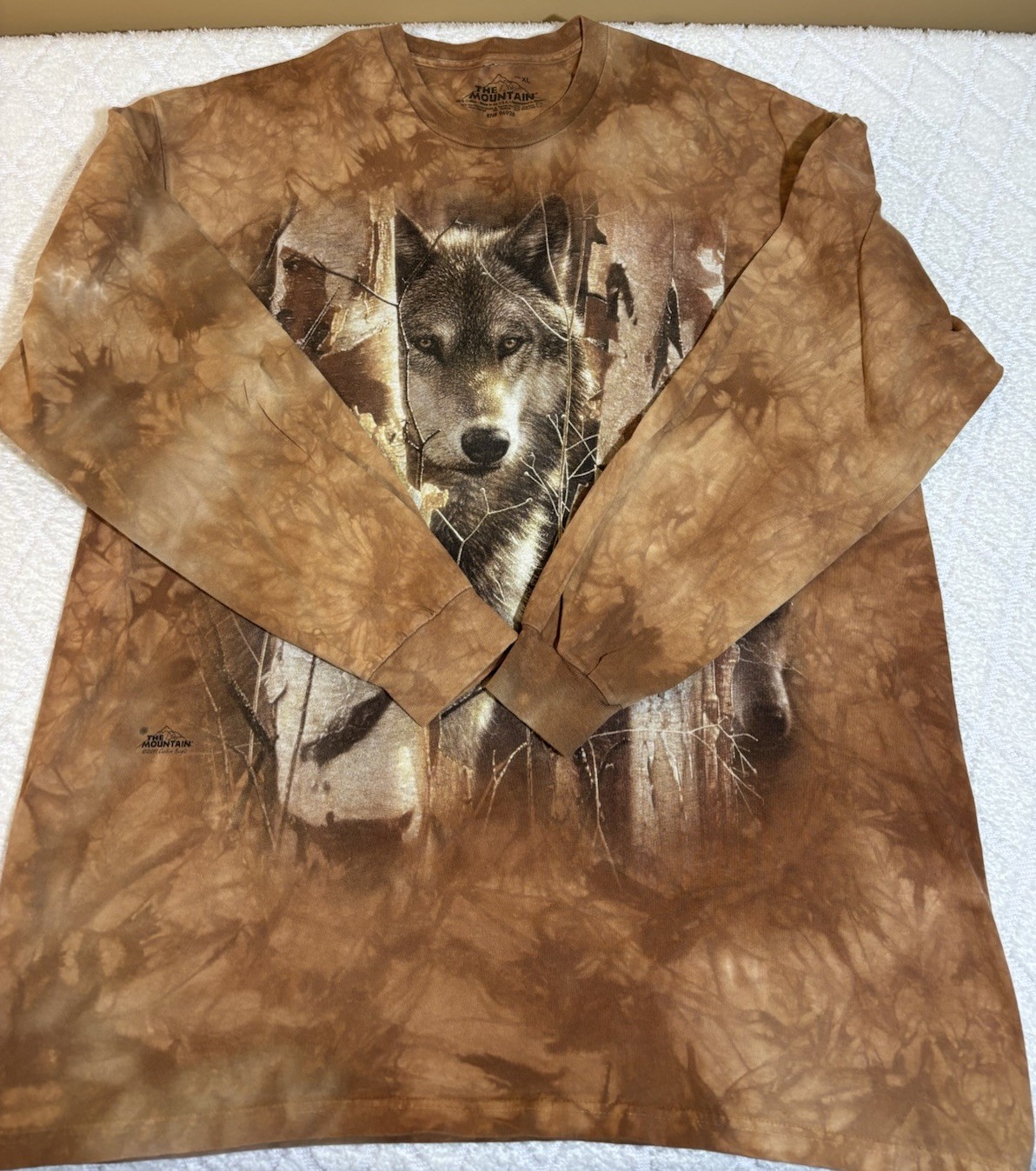 The Mountain 2011 Collin Bagel Wolf Woodland Fall Camo All Over Print Shirt XL