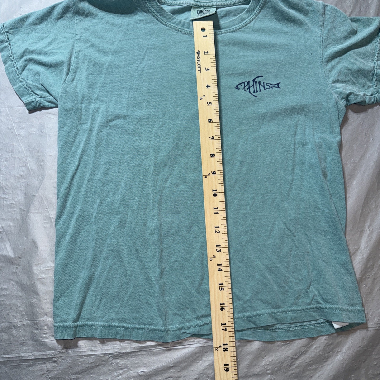 PHINS Apparel Youth Medium Comfort Colors Chalky Mint Green Fishing Fish