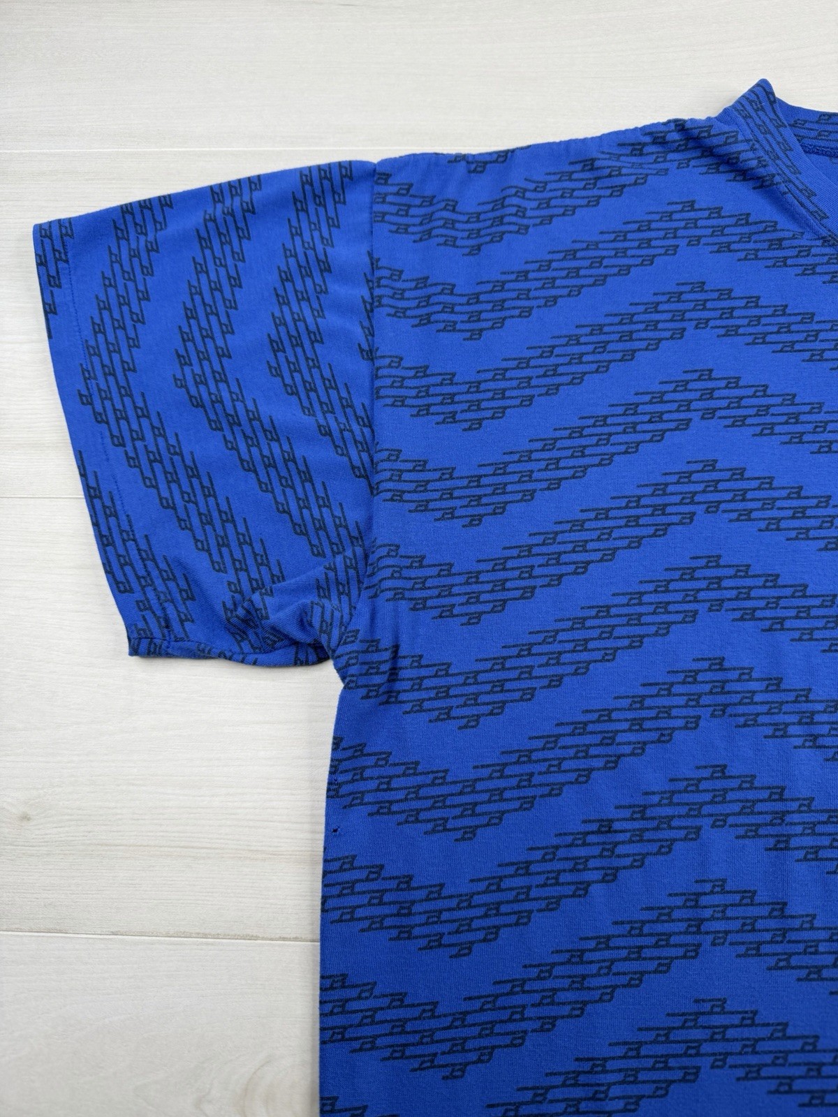 Vtg Breezin Sportswear T-Shirt Blue Single Stitch Geometric Boxy 80s 90s Large