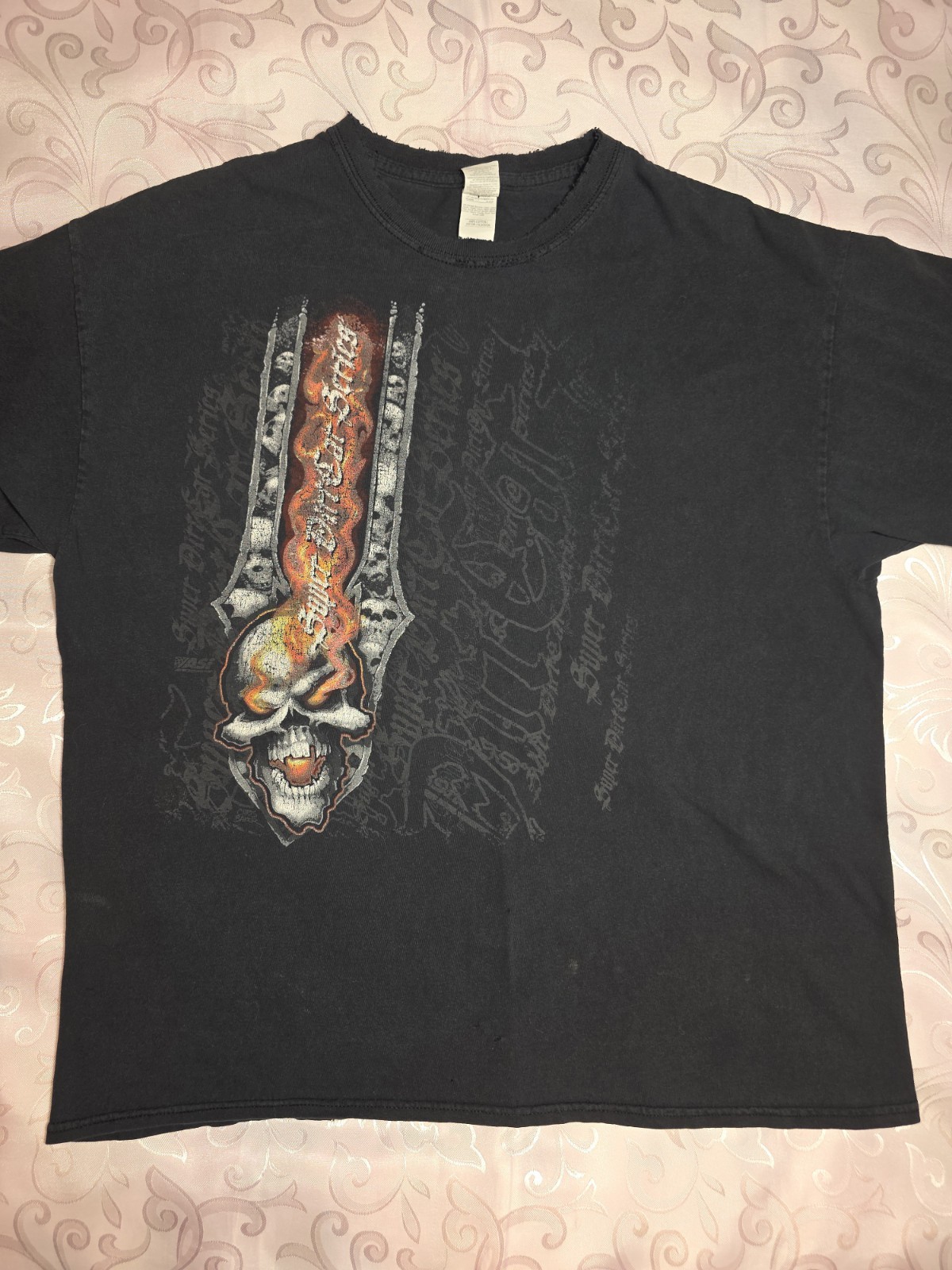 Vintage Y2K Super Dirt Car Series Tshirt Men&rsquo;s XL Distressed Skull Racing Skater