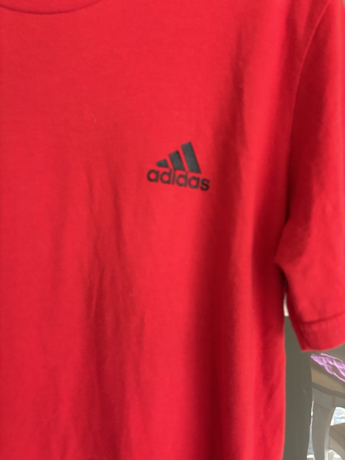 Red Adidas performance tee size medium. Short sleeve. 60/40 poly/cotton.