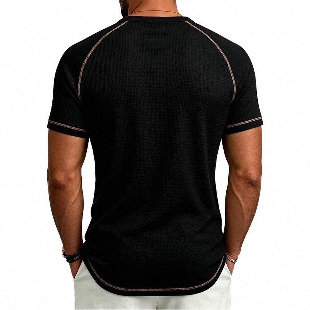 Men&rsquo;s T Shirt for Henry Collar Short Sleeve Summer Breathable Casual Wear