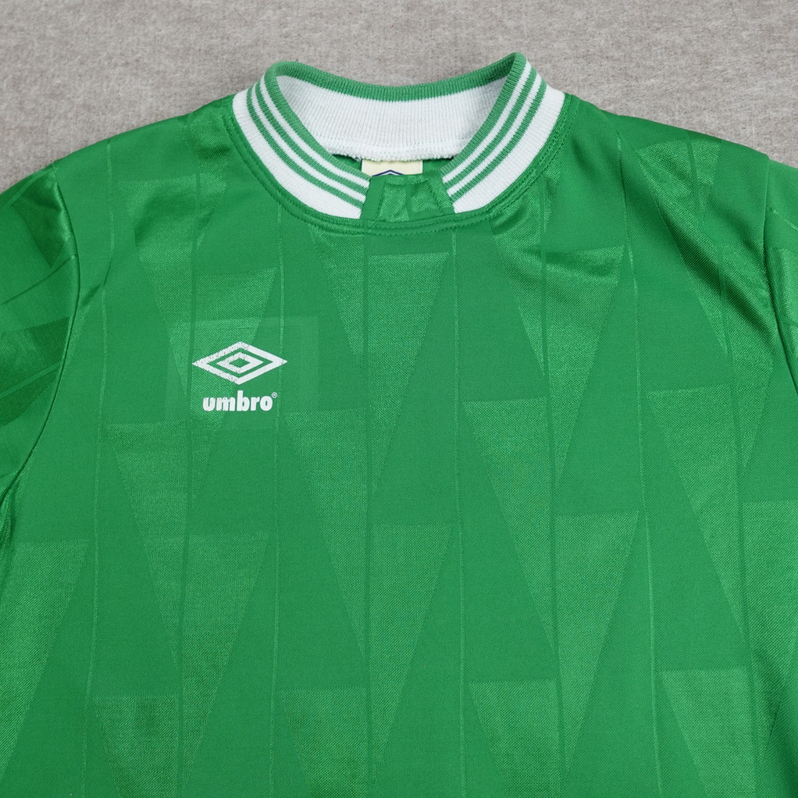 Vintage Umbro Shirt Green Double Sided Satin Made in USA Soccer Football #13