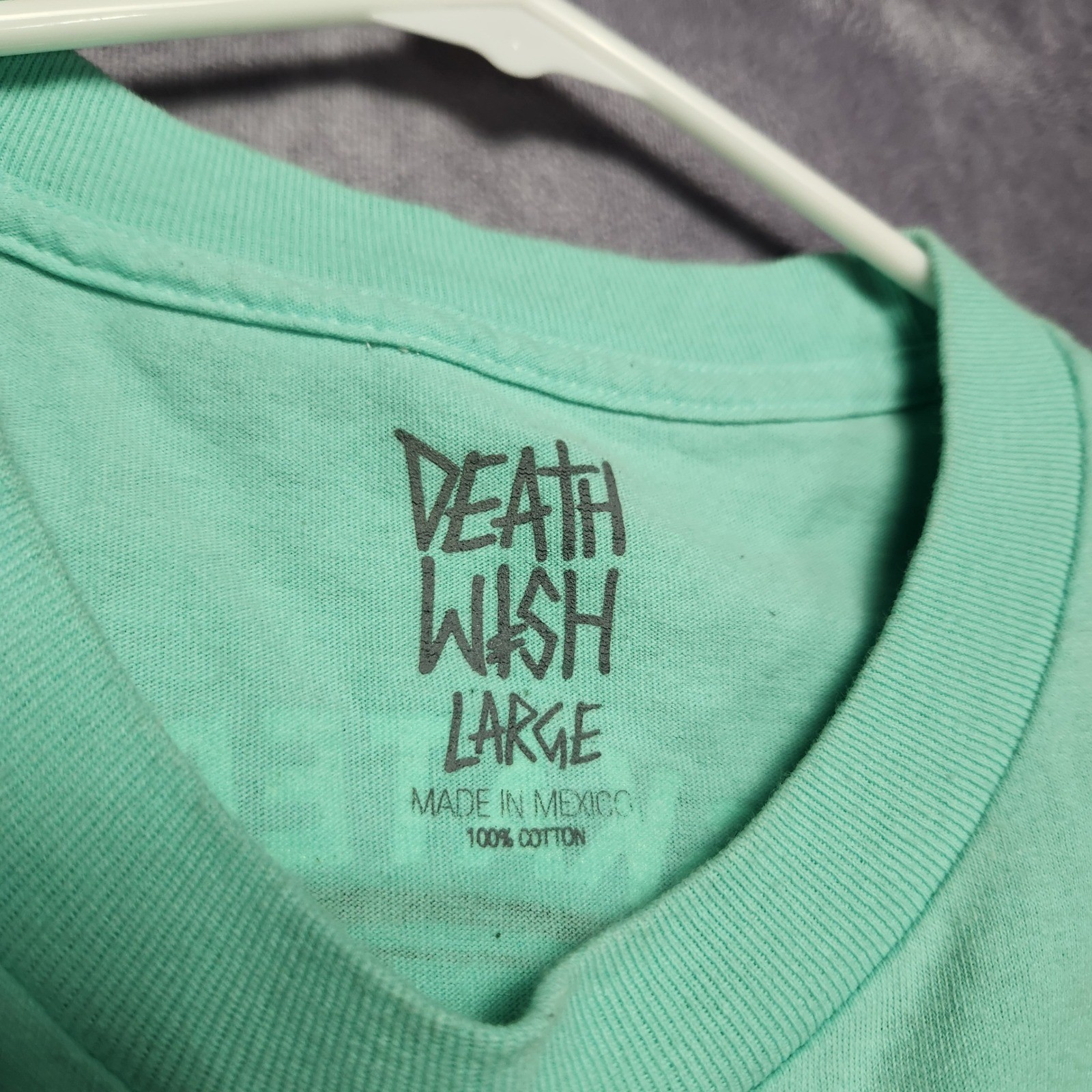 VTG Deathwish Skateboard League T-Shirt Mens Large Green Skeleton DWSL Skate Tee