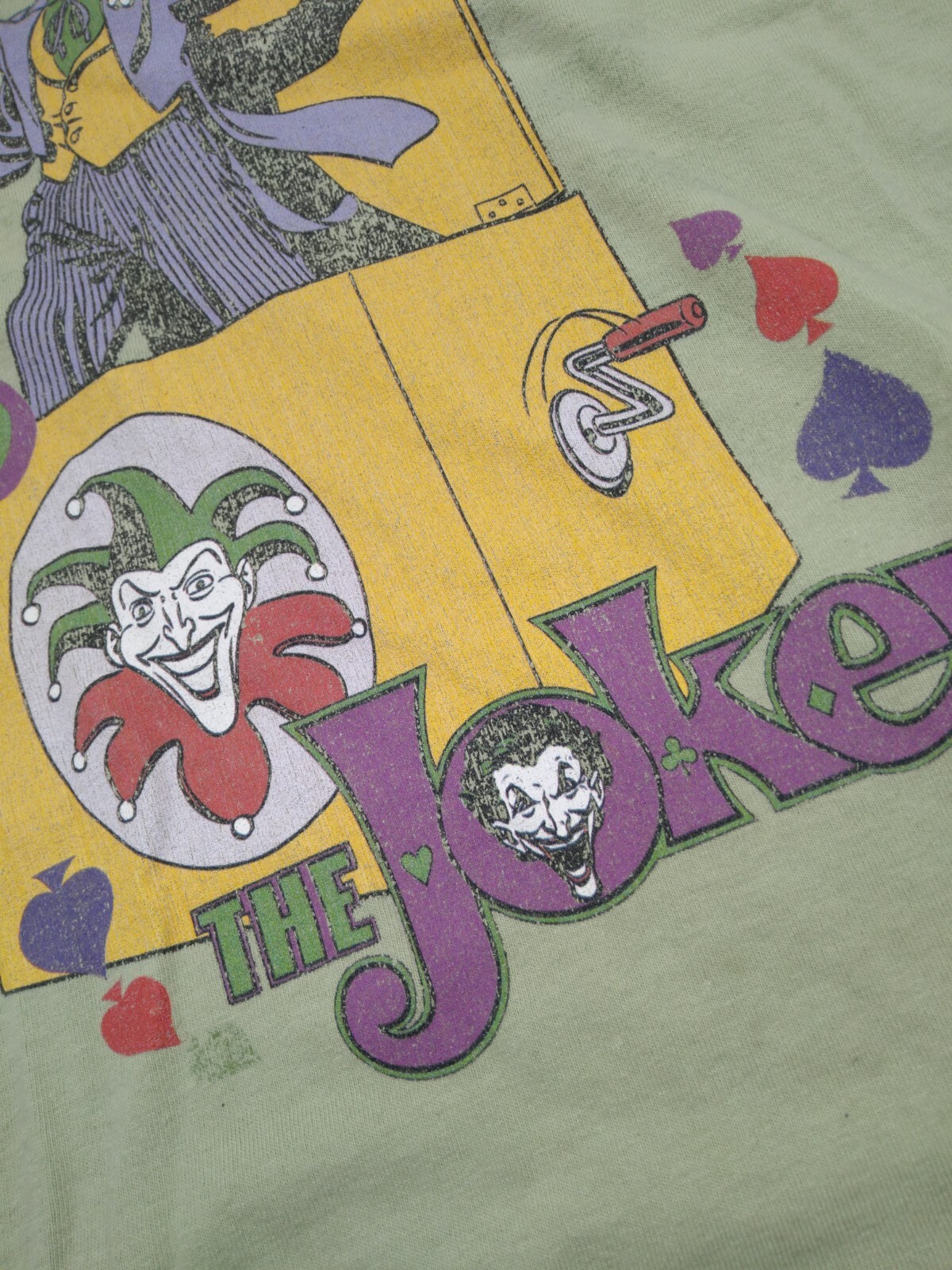 Vintage DC Comics BATMAN The Joker T-Shirt Size L 27×20 Jack in the Box Spades