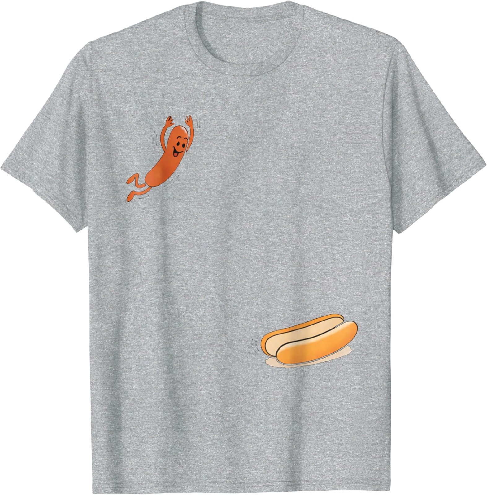Funny Hot Dog Jumping Into Bun Sausage BBQ High Dive T-Shirt