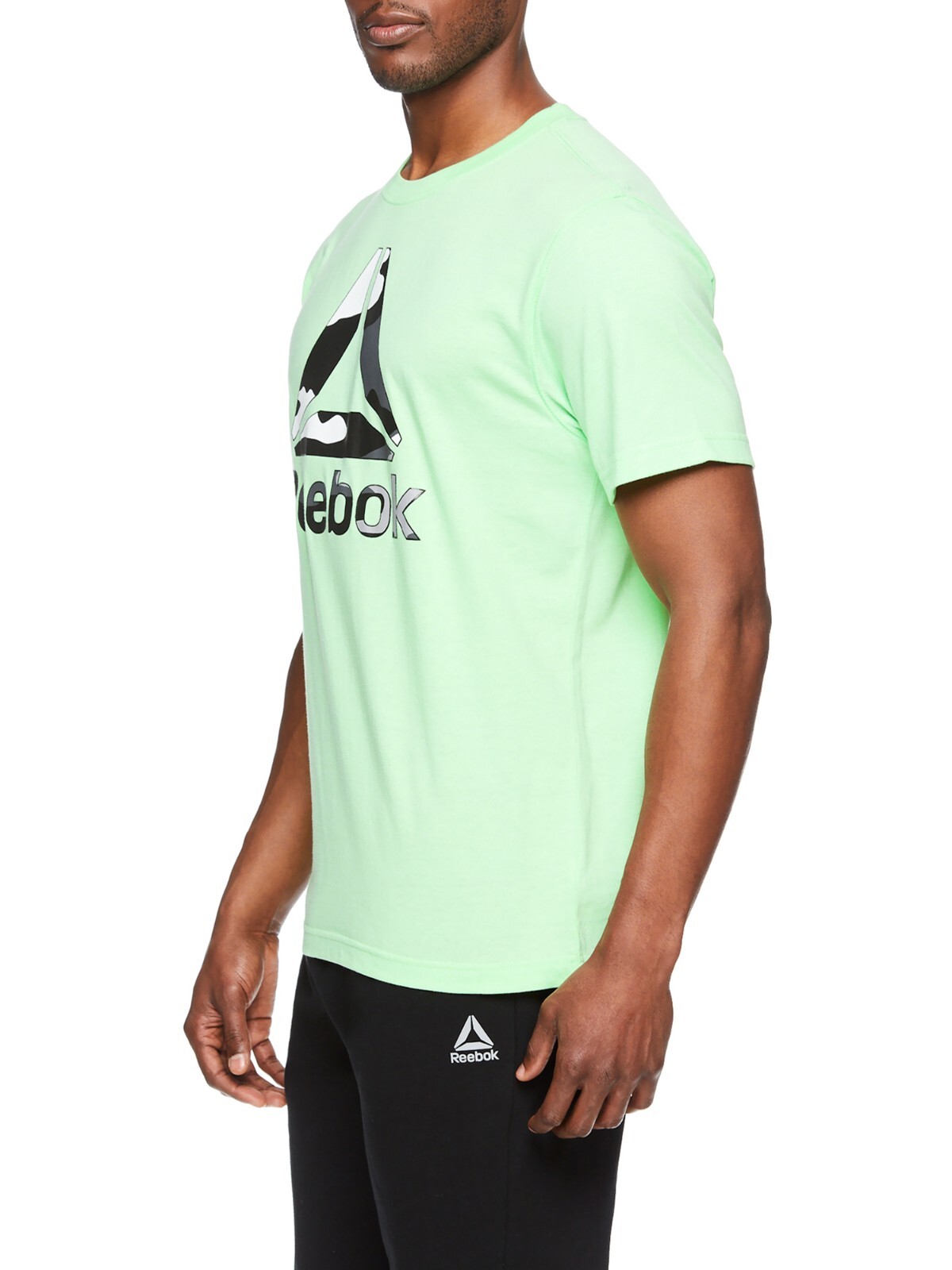 Reebok Men&rsquo;s Active Short Sleeve Camo Delta Logo Mint Green Tee P035