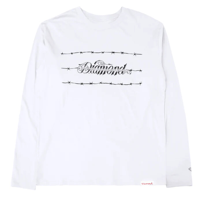 Diamond Supply Co. Men&rsquo;s Barbed Wire Long Sleeve White T-Shirt