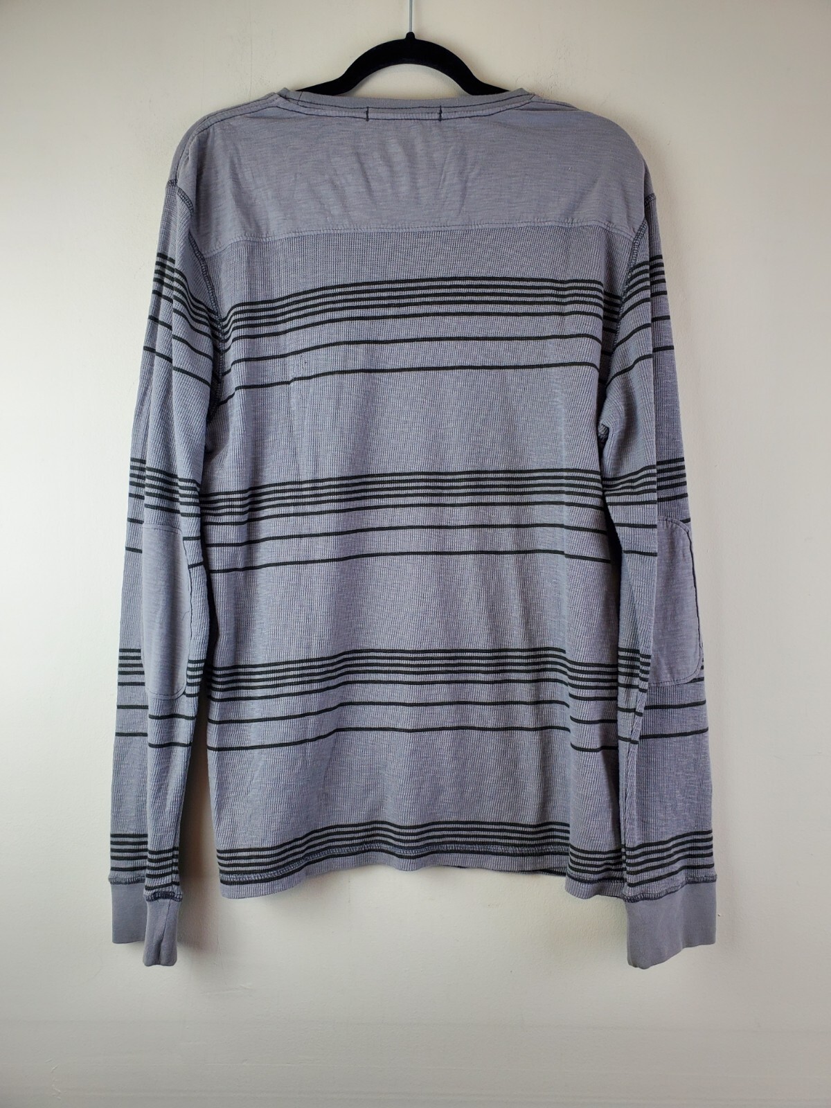 NWT Bar 3 III Waffle KNIT Shirt XL Long Sleeve Striped MENS Slim Fit Gray Elbow