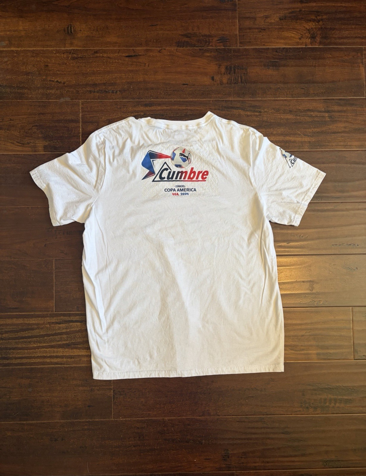 Puma Copa America 2024 &lsquo;Cumbre&rsquo; logo tee size XL measurements pictured