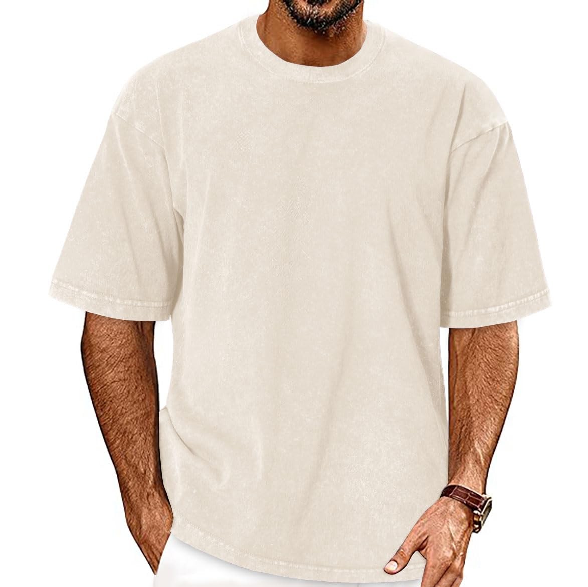 Oversized Tshirts for Men Short Sleeve Vintage Washed Basic Loose Tees, Pure …