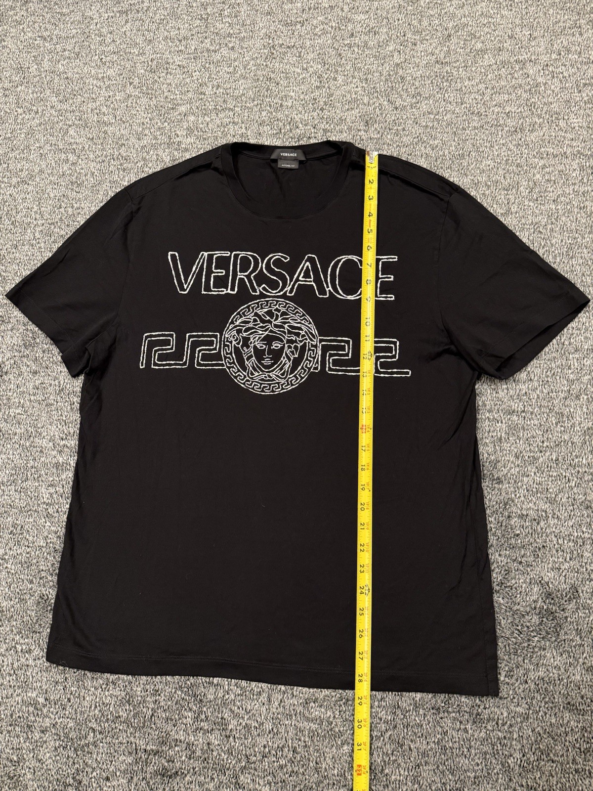 Versace Embroidered T Shirt Mitchel Black Crew Neck Short Sleeve Mens Size Large