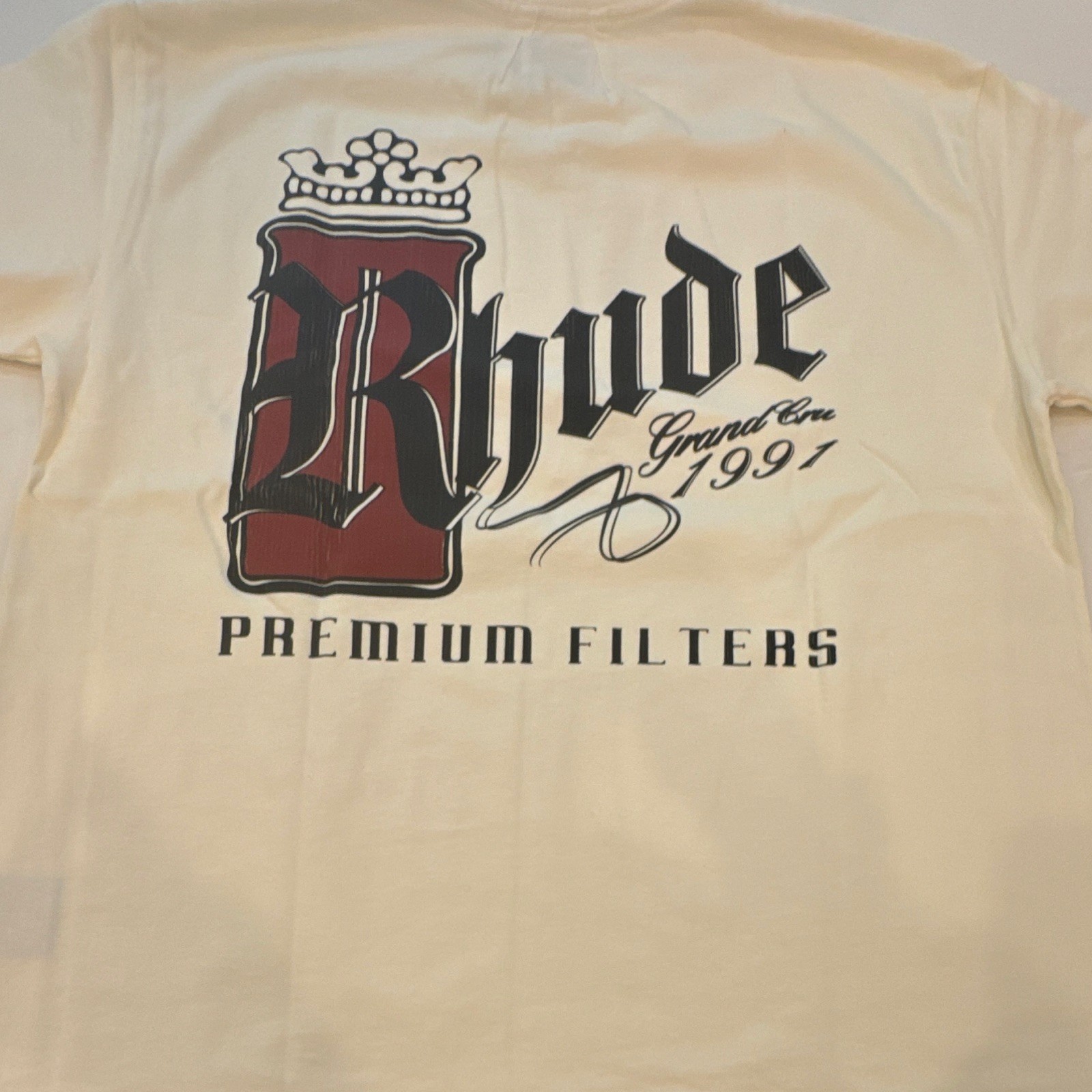 RHUDE Fumar S1 Tee Men&rsquo;s M White Black Red Cotton Graphic Logo Crew Neck