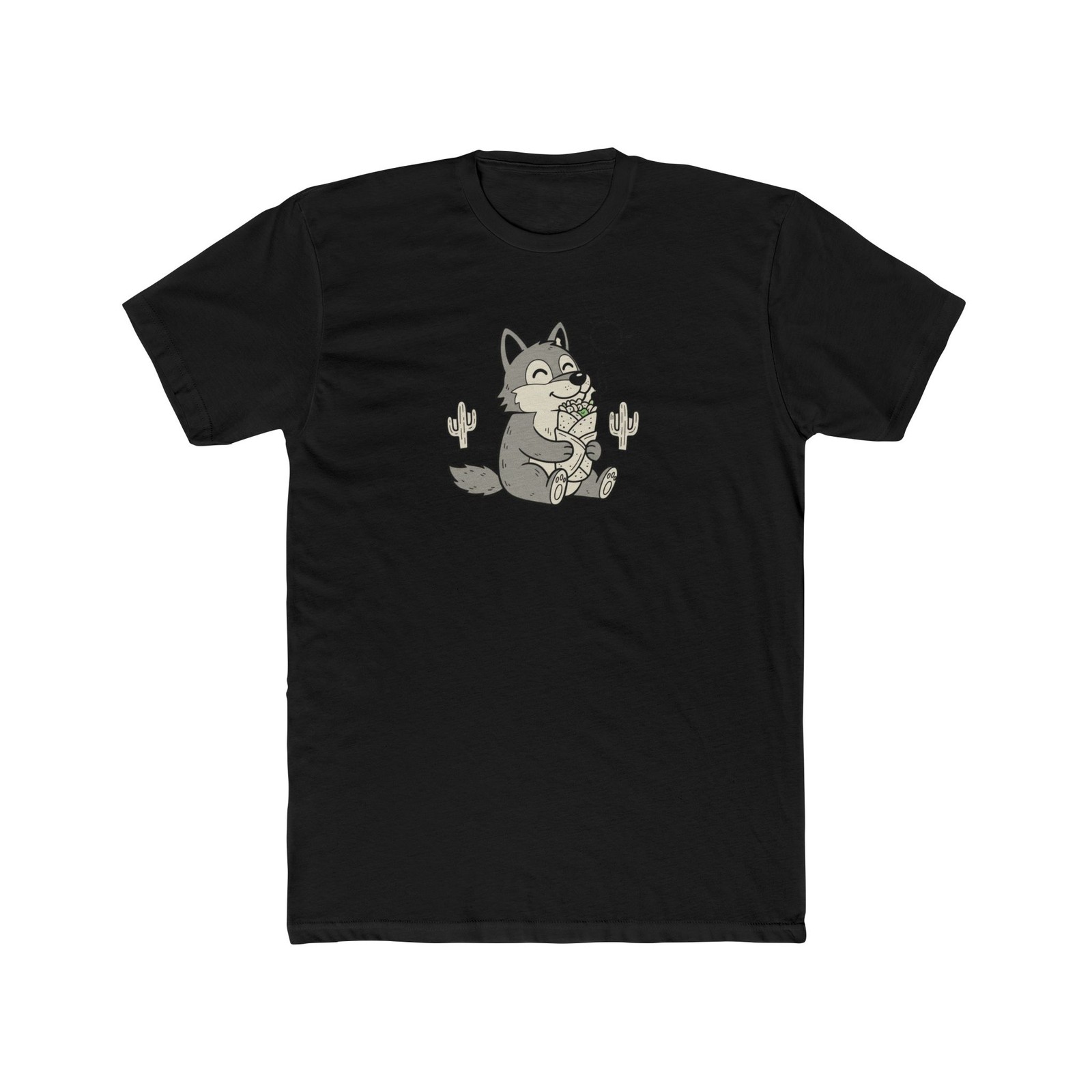 Cute Desert Coyote Eating Burrito T-Shirt | Cactus Illustration