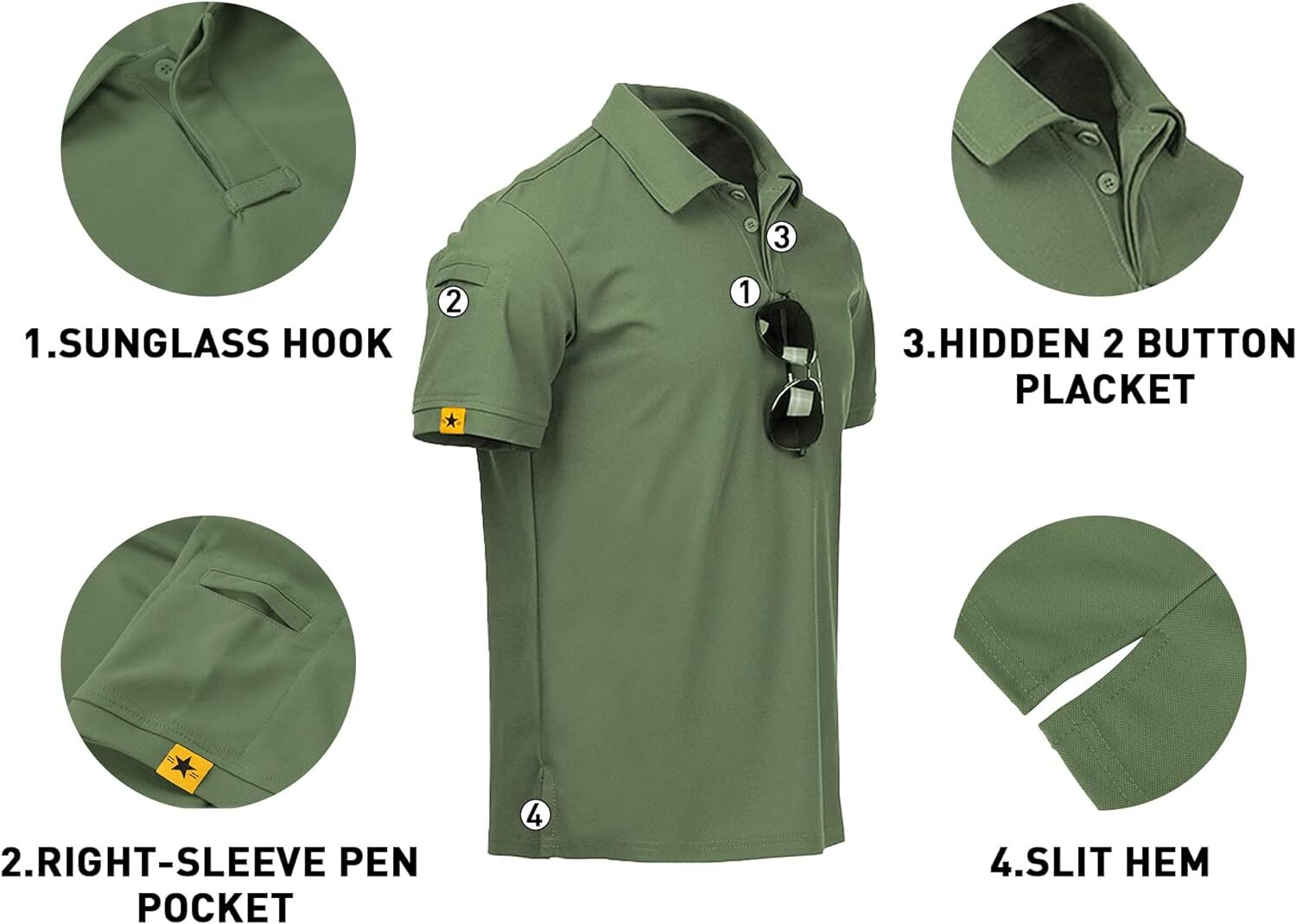 Tactical Casual Men&rsquo;s Short Sleeve Polo T-Shirt Combat Top Shirt Quick Dry Sport