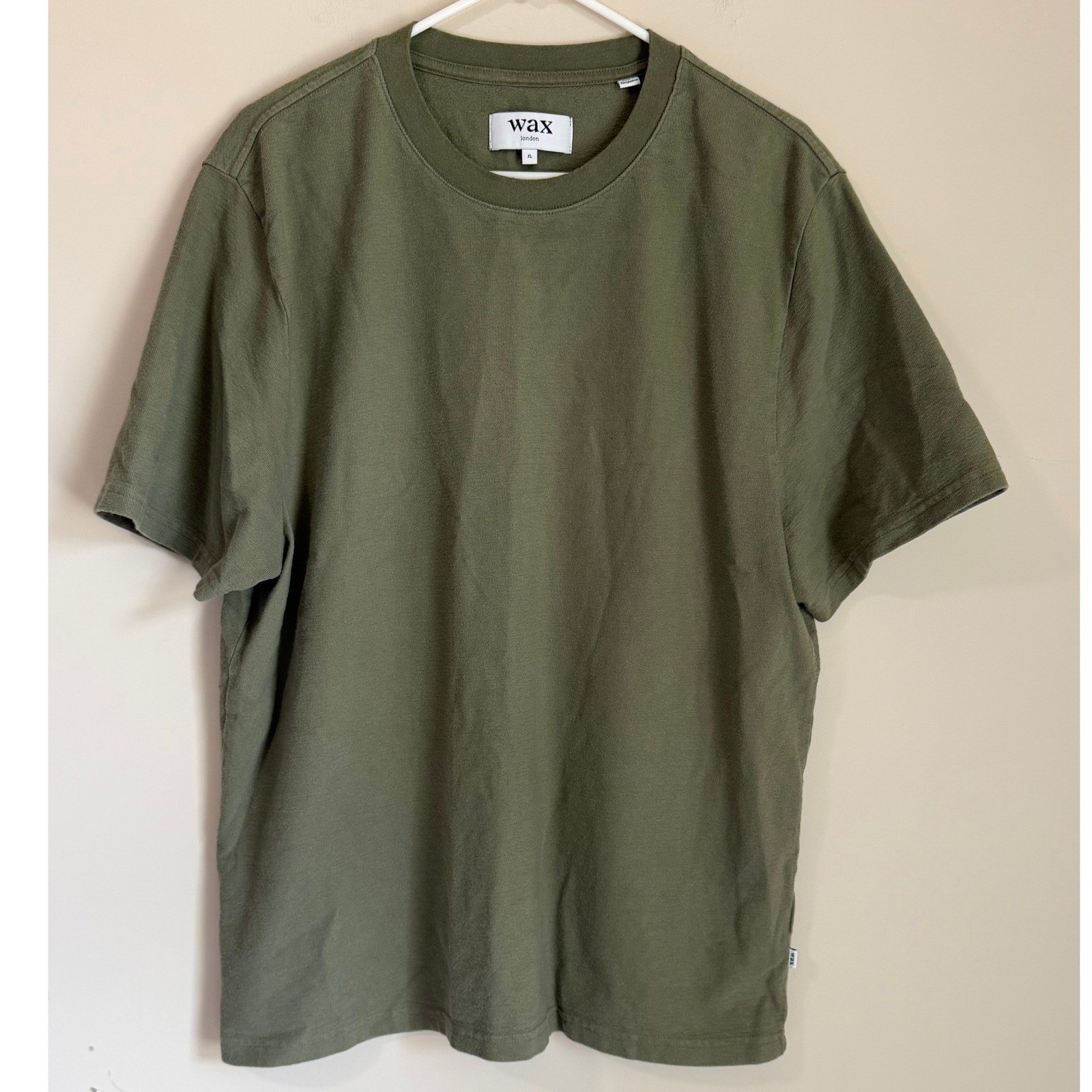 Wax London Dean T-Shirt Mens XL Olive Green Organic Cotton Crewneck Boxy