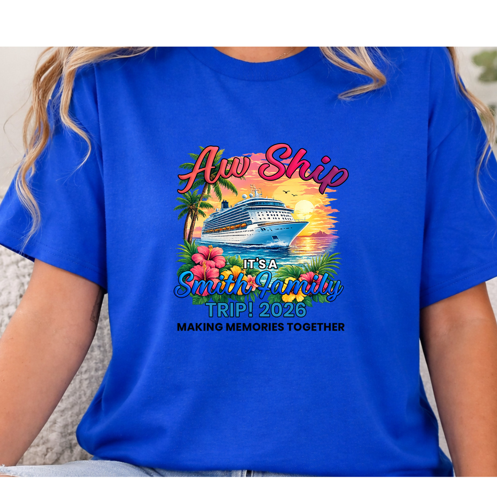 Personalized Family Cruise Shirt 2026 Aw Ship Vacation Tee Custom Family Name