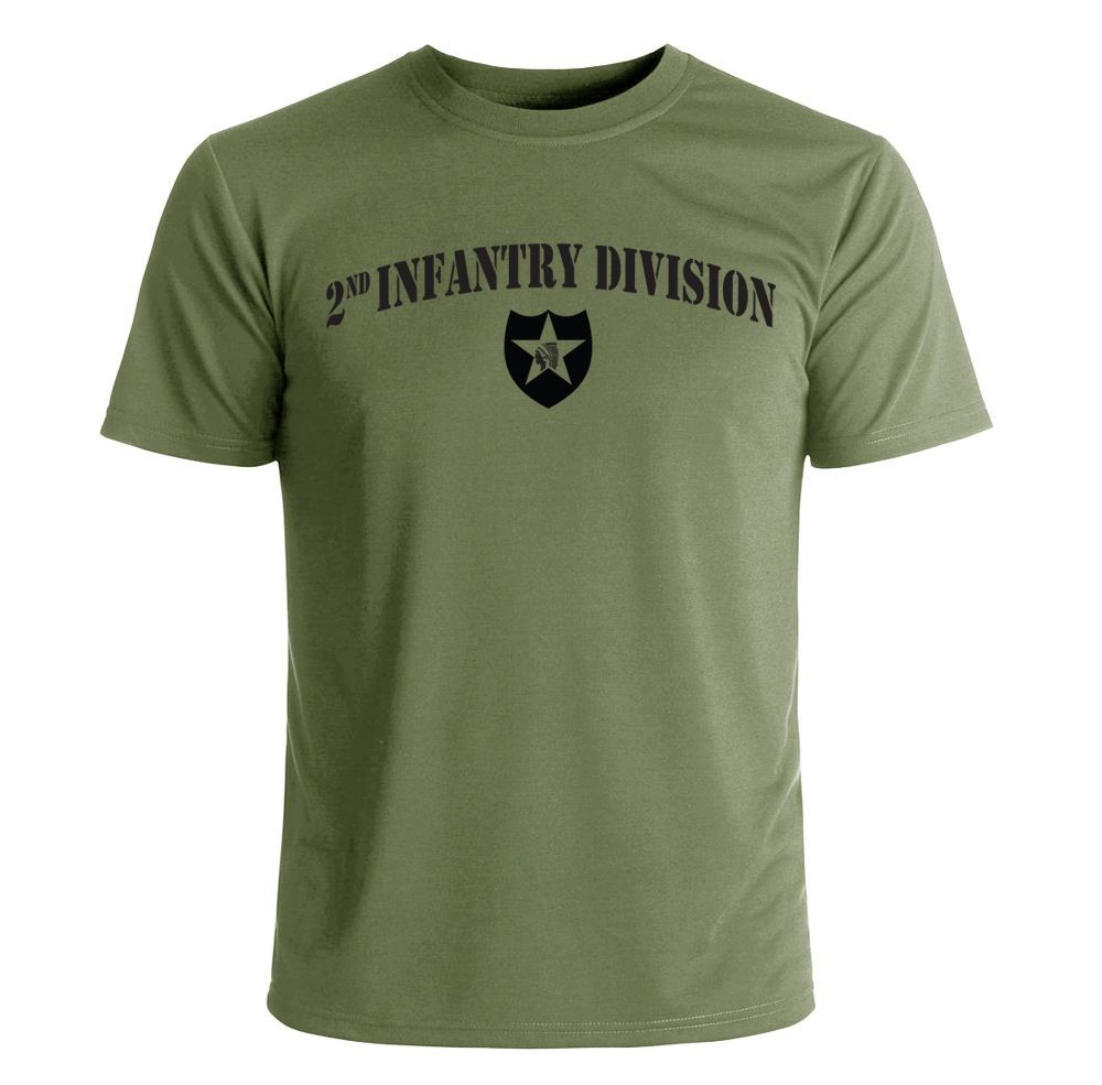 US Army 2nd Infantry Division OD Green Subdued T-Shirt Officially Licensed