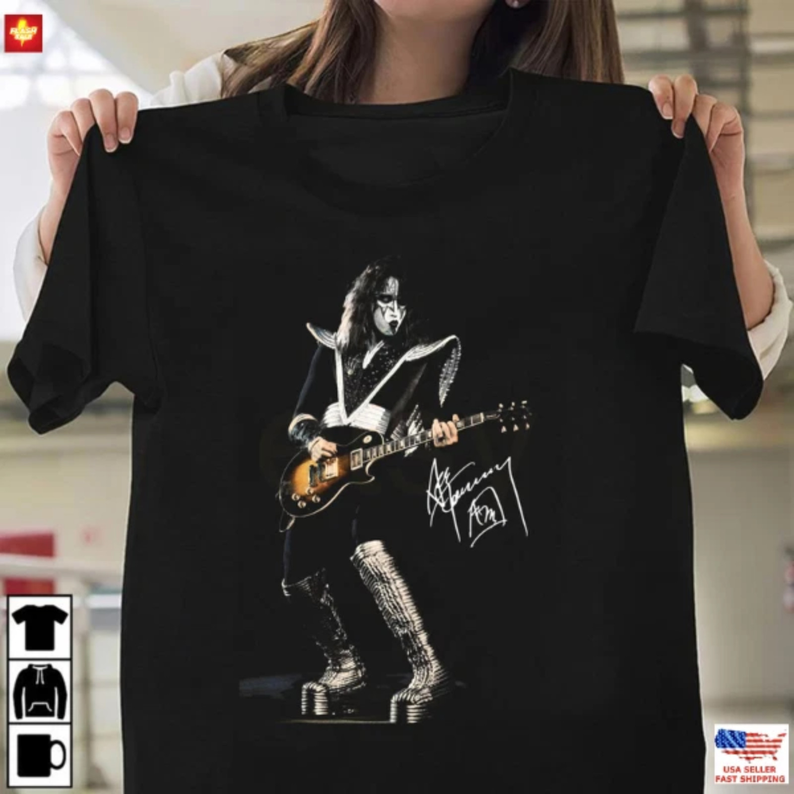 Ace Frehley 1976 Autograph Shirt Kiss Guitarist Vintage Rock Band Tee