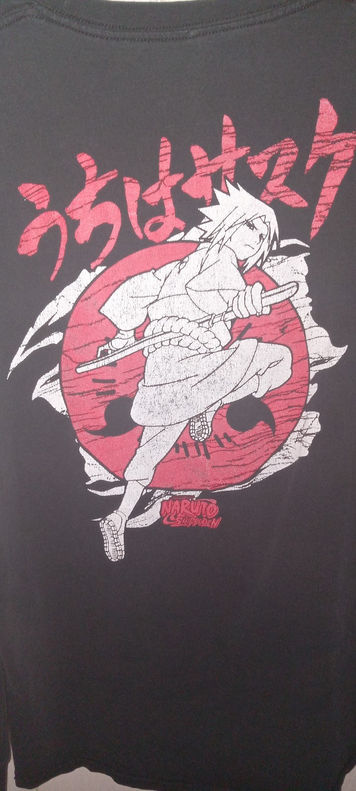Naruto Shippuden Graphic Long Sleeve T-shirt Men&rsquo;s Large Black Red Anime Manga