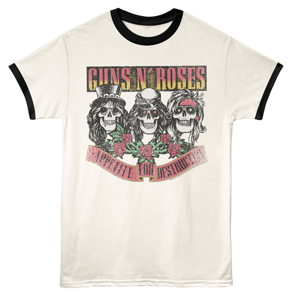 Guns N Roses Appetite For Destruction Skulls Men&rsquo;s Ringer T Shirt