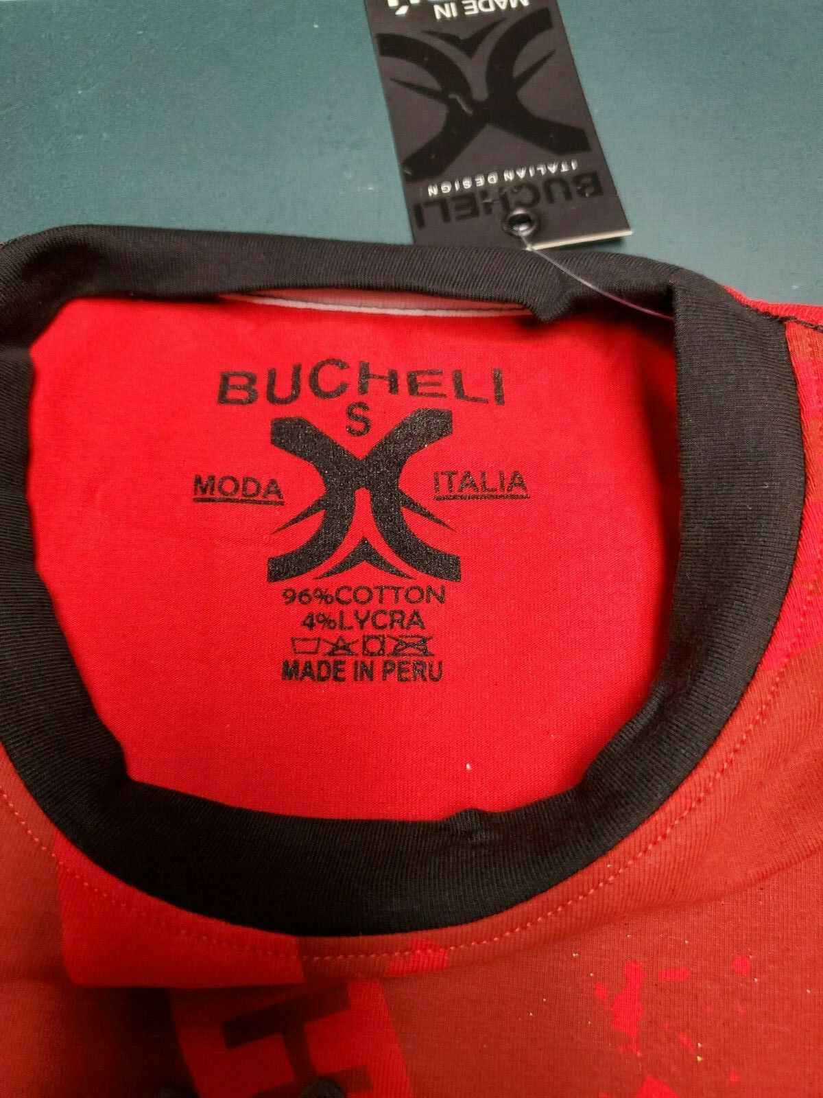 Men&rsquo;s Bucheli Slim Fit Red Cotton/Lycra Stretch Fashion Tee Free Ship