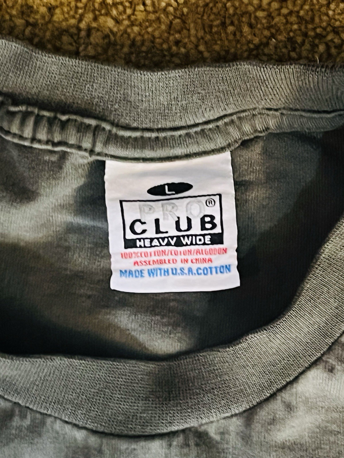 Heavy Wide Vintage Muscle Tee Military Green Large Tank Top