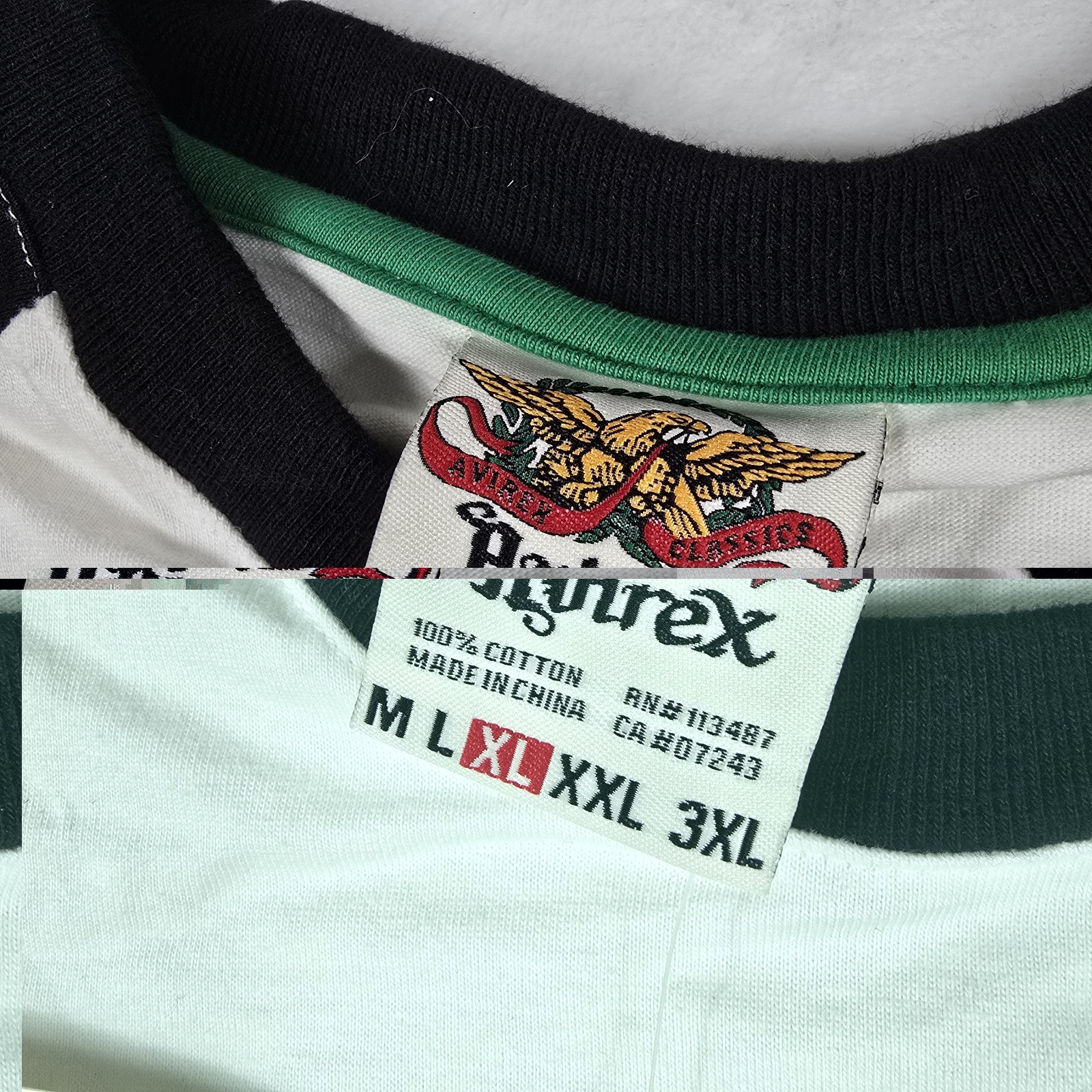 Avirex Vintage Men&rsquo;s Size Extra Large XL Long Sleeve Rasta Logo Shirt New Flaws