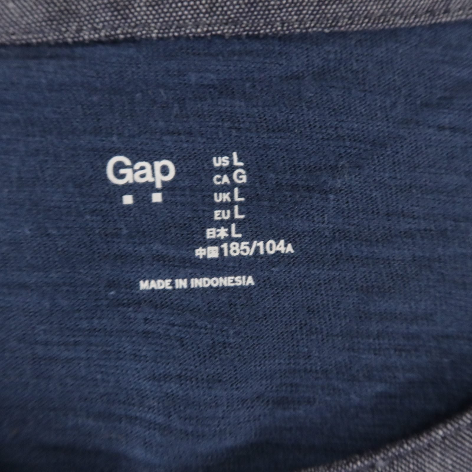 Gap Shirt Mens L Blue 100% Cotton Henley Short Sleeve Contrast Collar