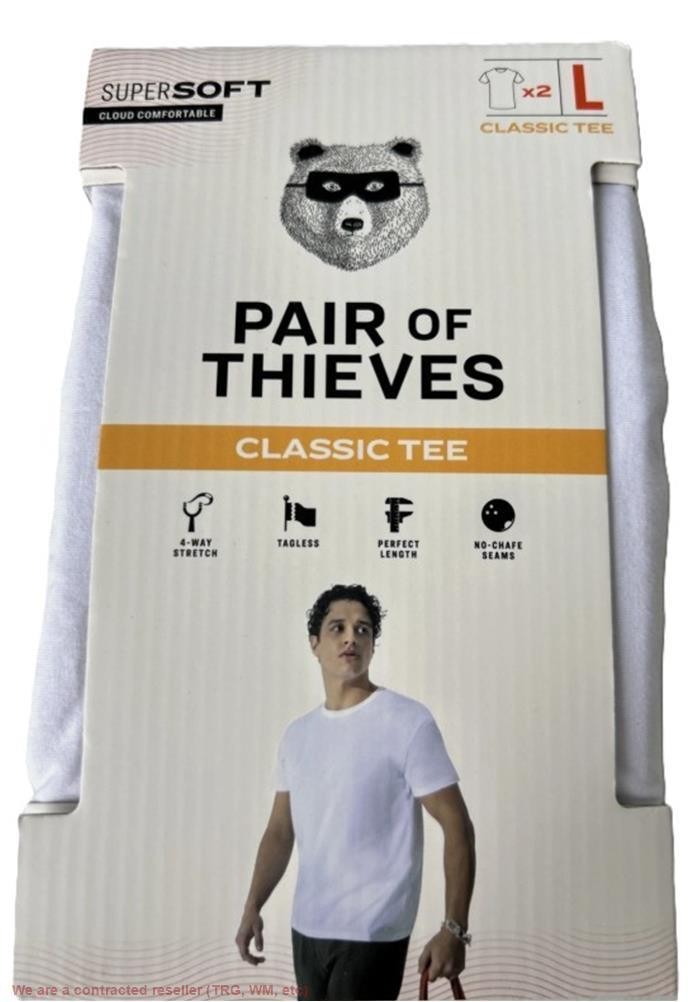 Pair of Thieves Men&rsquo;s Classic Crewneck Undershirt 2pk – White – Large