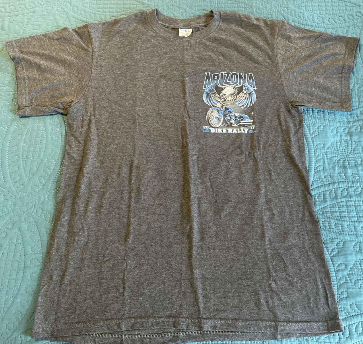 2017 Arizona bike rally T-shirt eagle graphic, Suna, Dark Gray Large