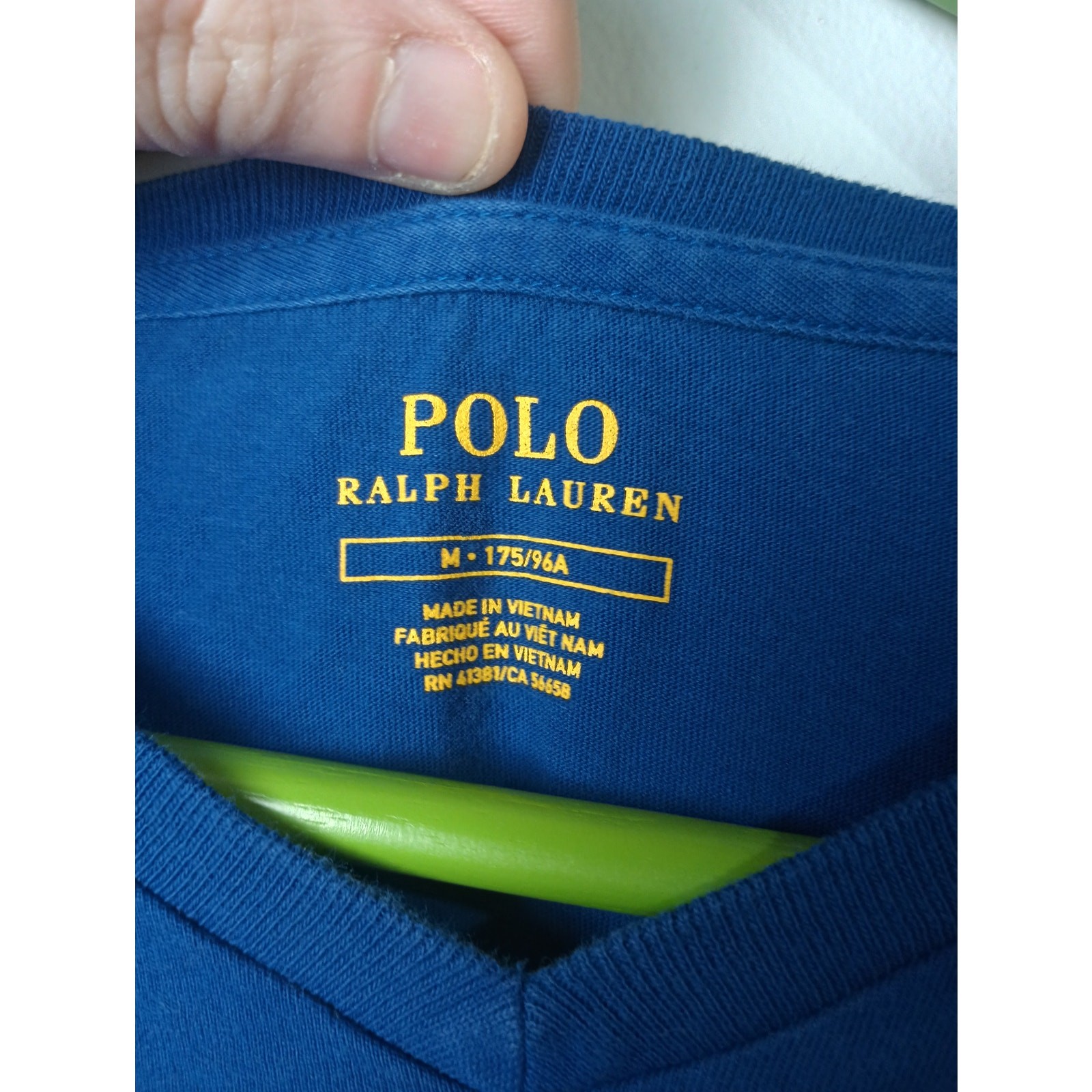 Polo Ralph Lauren Long Sleeve T-Shirt Blue V-Neck Medium Men&rsquo;s Pull On Preppy