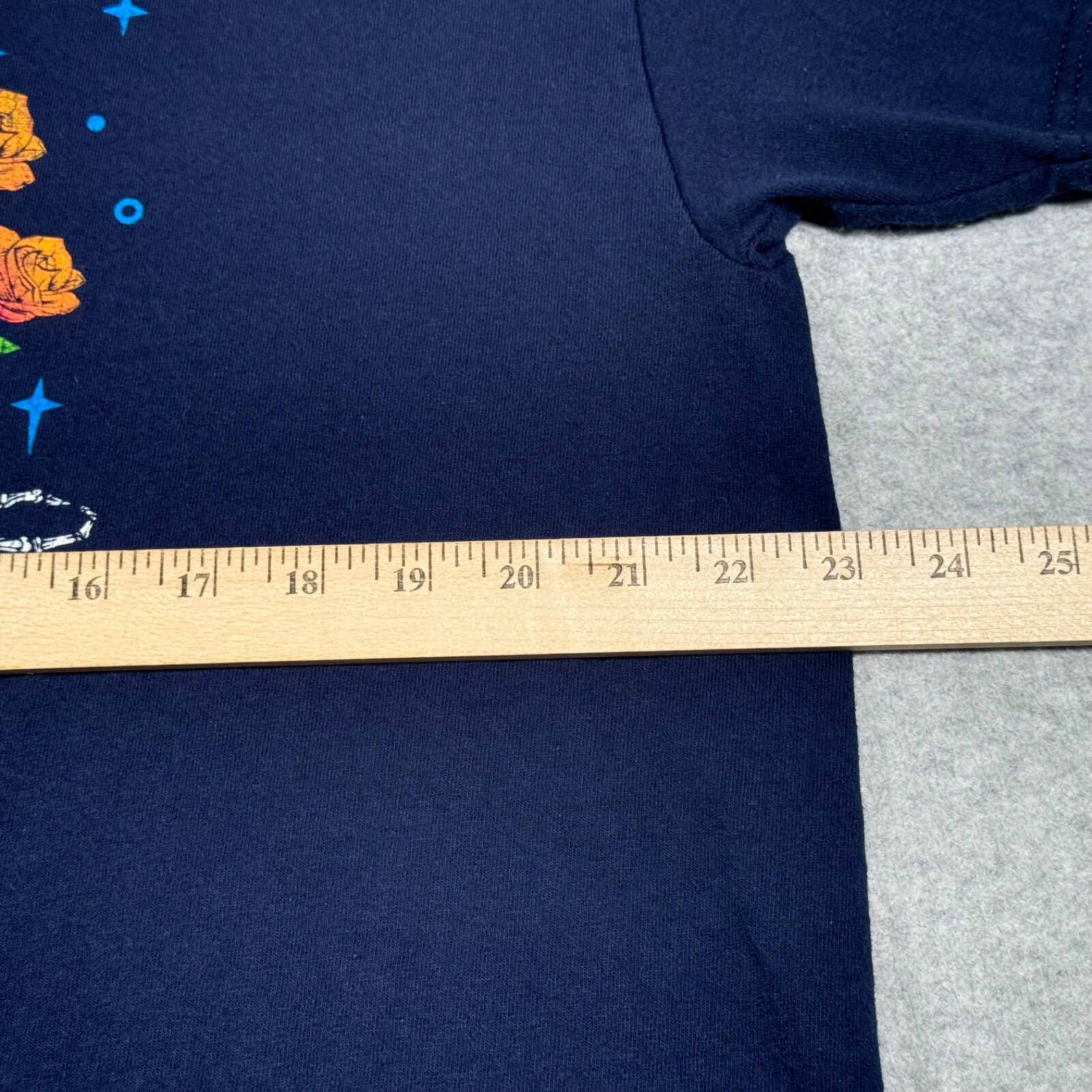 DOM Shirt Adult Extra Large Navy Blue Skeleton Skull Good Vibrations Meditation