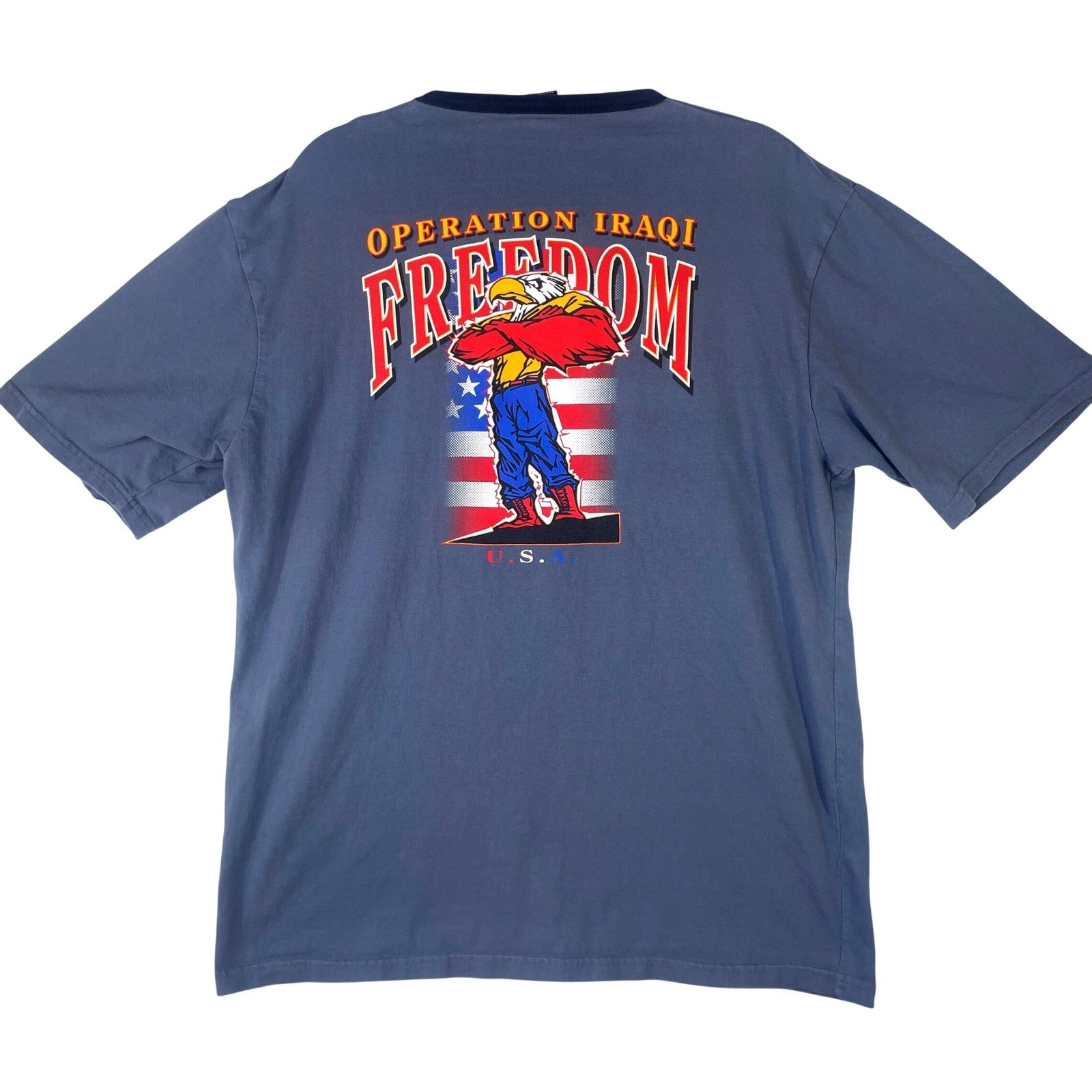 Gear For Sports Mens Operation Iraqi Freedom Eagle Ringer T-Shirt Blue Large
