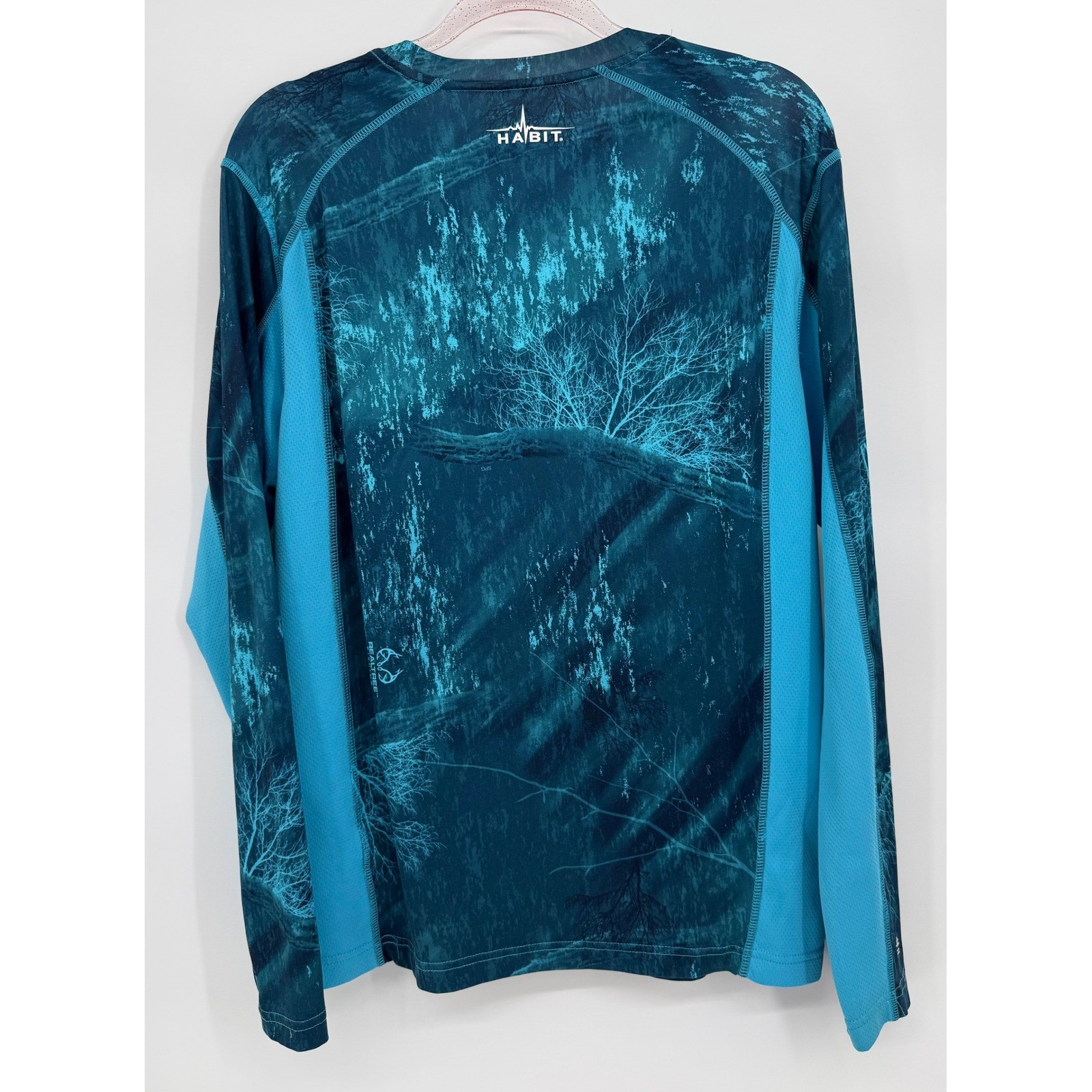 Habit Mens Realtree Fishing Poseidon Camo Long Sleeve Shirt Blue UPF 40+ Sz M