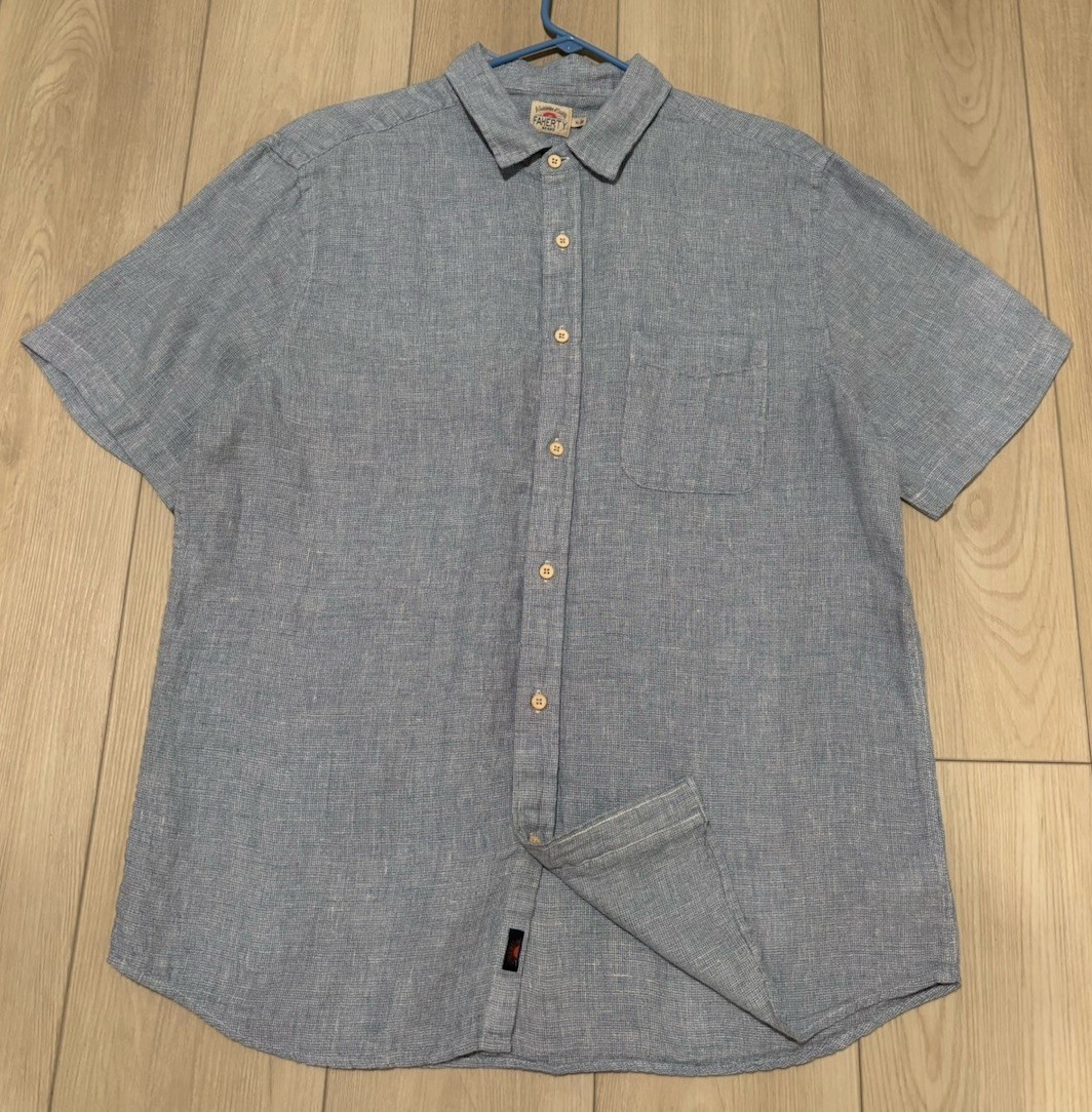 Faherty Brand Short-Sleeve Blue Linen Shirt Men&rsquo;s XL H14