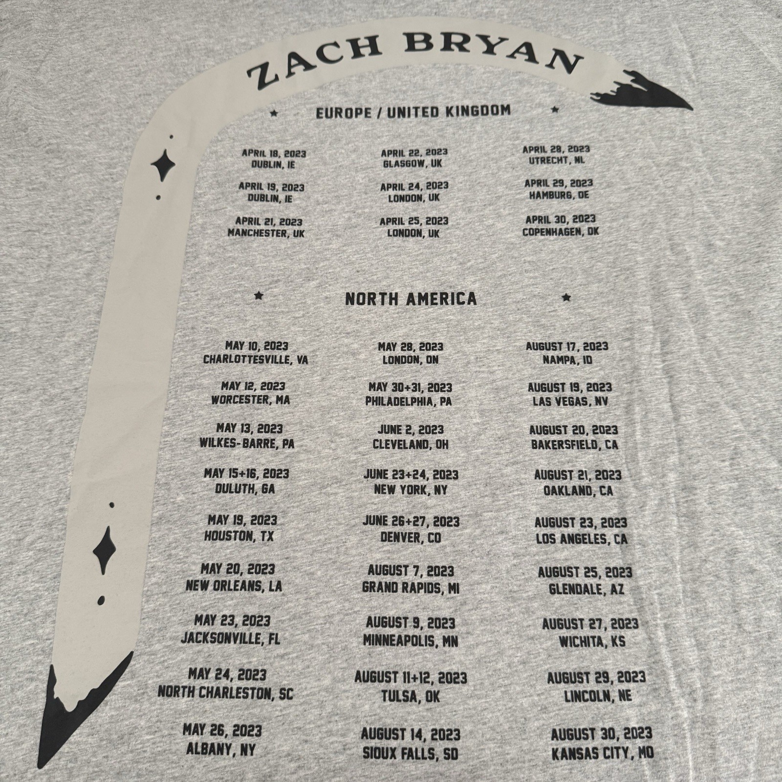 ZACH BRYAN HERE TO PROVE TOUR SHIRT 2023 XXL