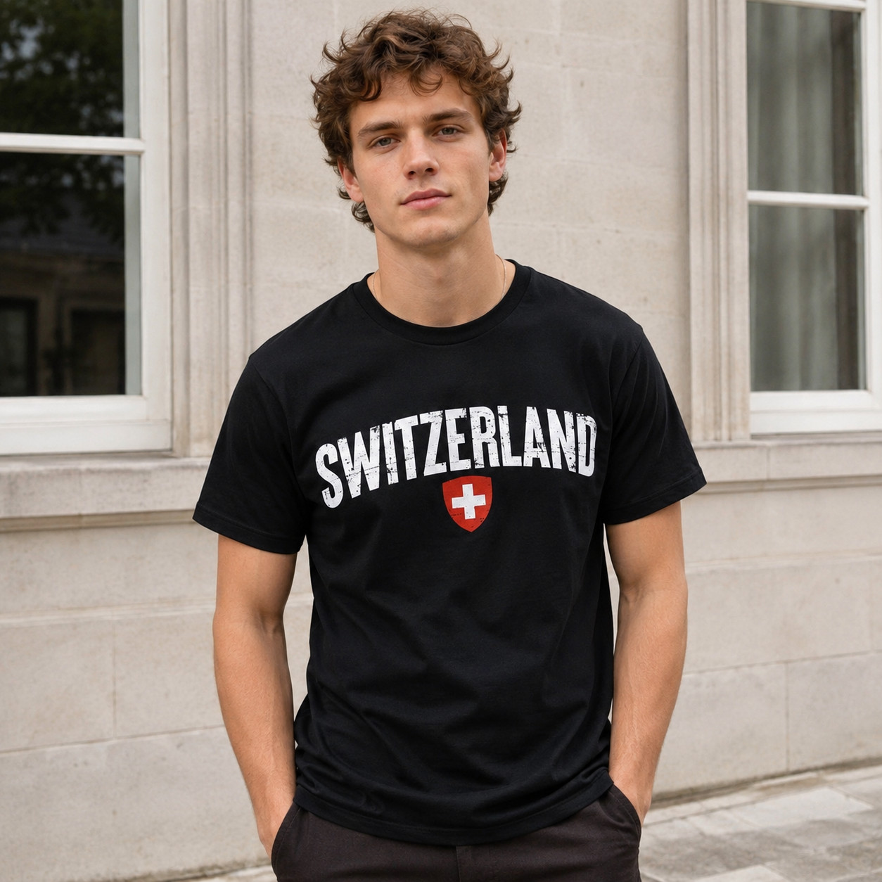 Switzerland Alps Mountain Graphic T-Shirt Swiss Flag Travel Adventure Tee