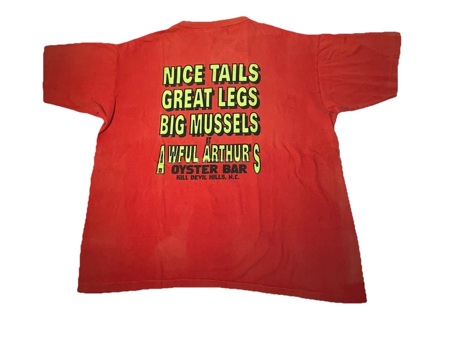 VTG Awful Arthur’s Oyster Bar 100% Cotton T-Shirt Sz Large Kill Devil Hills NC