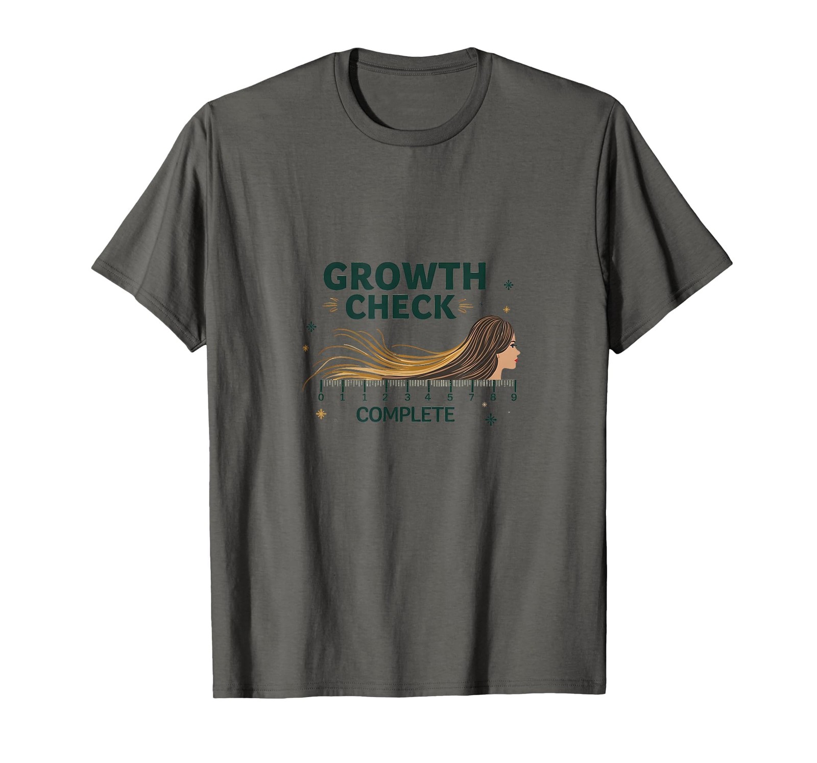 Growth Check Complete Hair Length Design T-Shirt, Men, Asphalt Grey, Medium