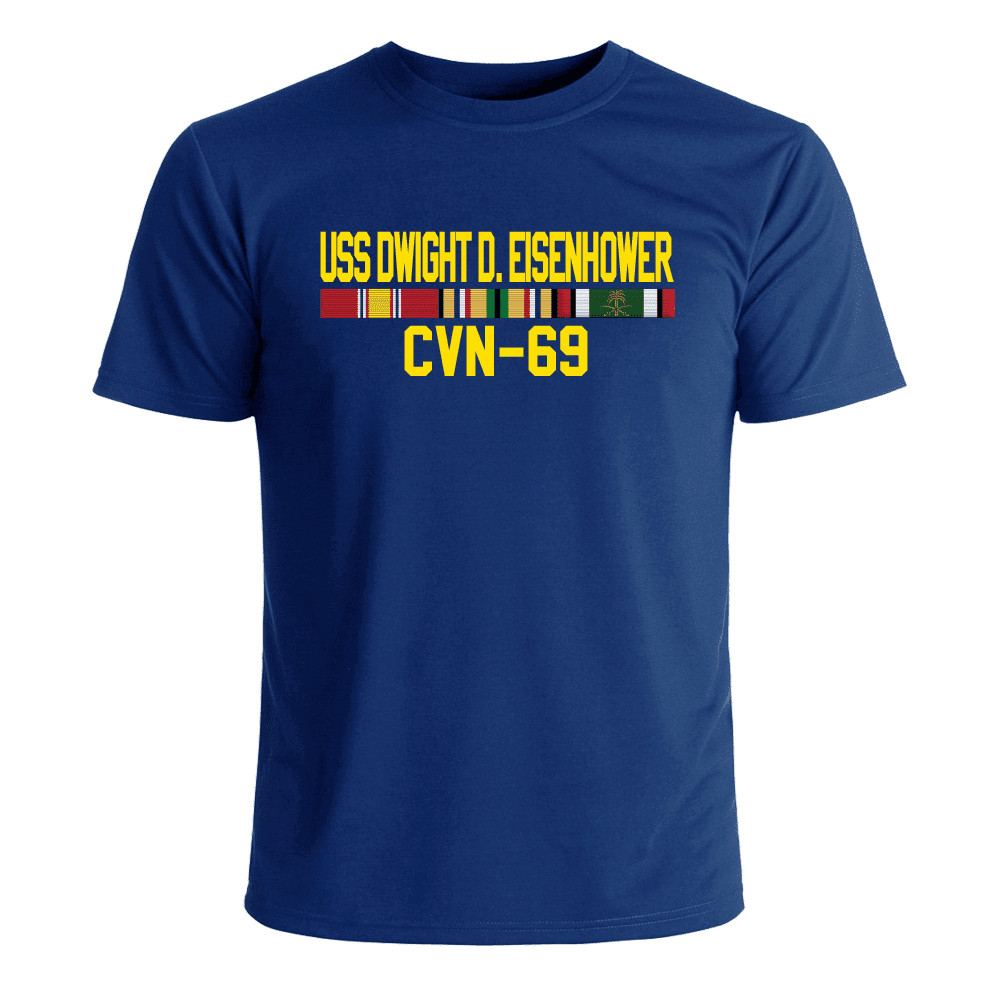USS Dwight D Eisenhower CVN-69 T-Shirt with Desert Storm Service Ribbons US Navy