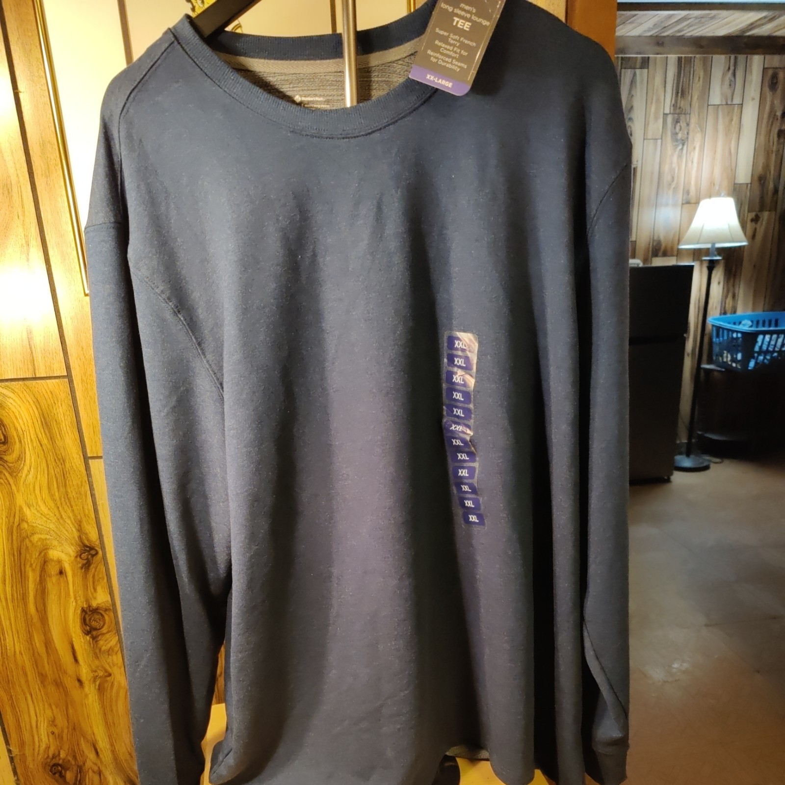 Men&rsquo;s Super Soft French Terry Long Sleeve Lounge Tee Blue XXL NWT