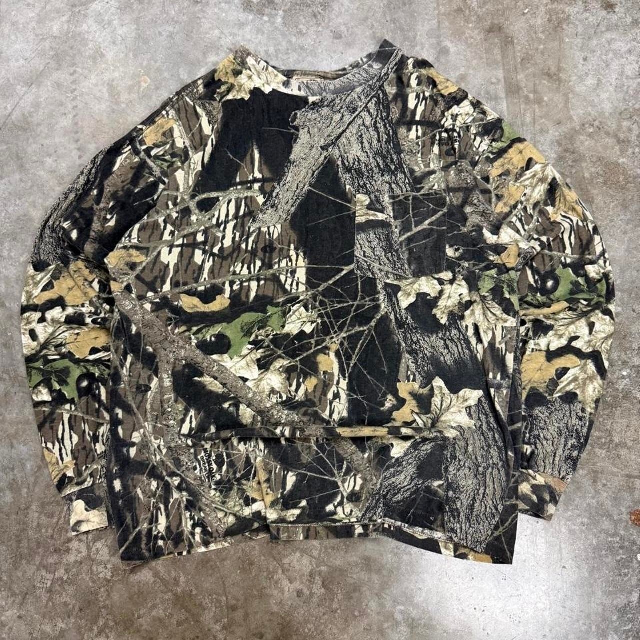 Vintage 90s Mossy Oak Single Stitch Camo Long Sleeve Shirt Size L